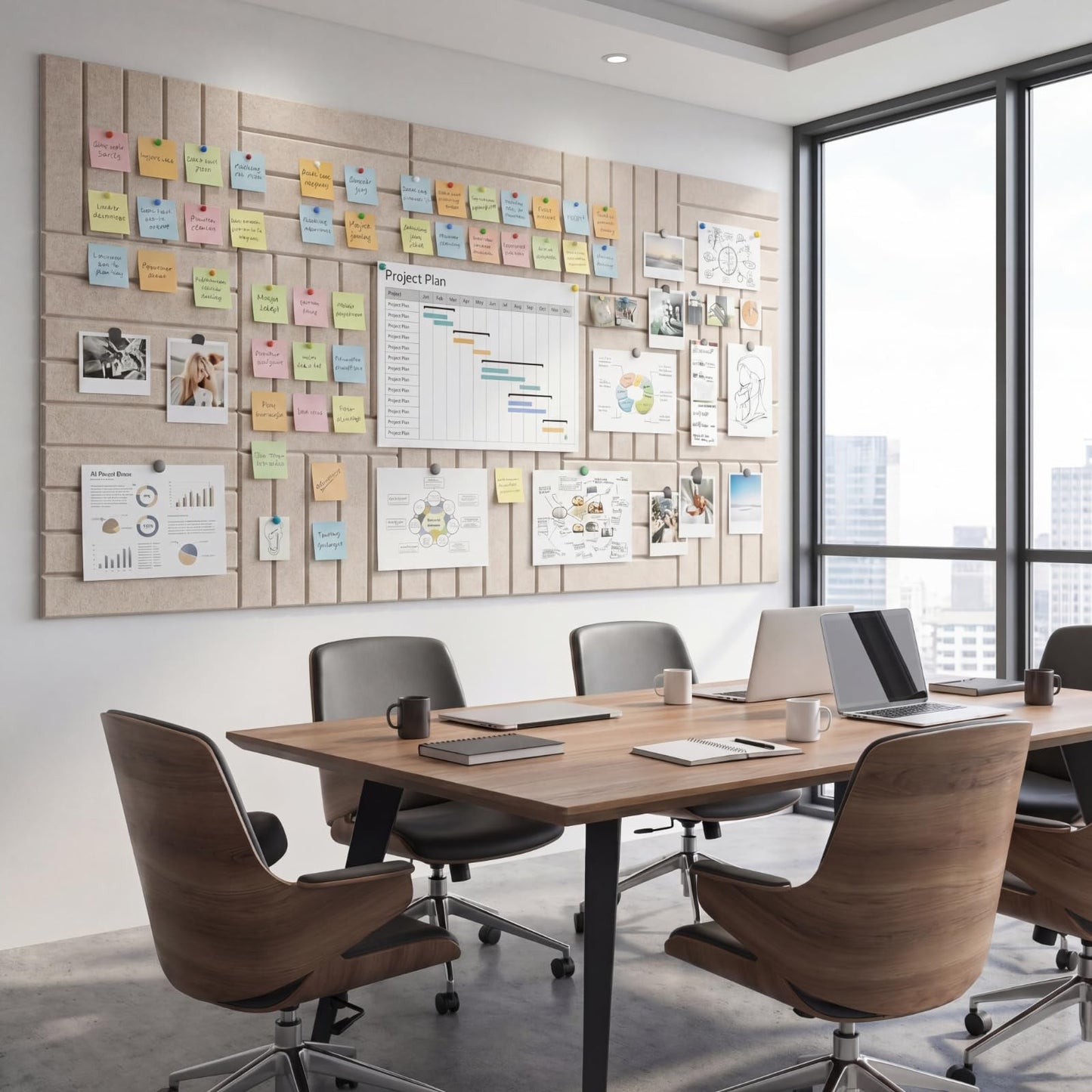 Fuyoooo 18 Pack Large Felt Bulletin Board 71"x36" Cork Board Alternative Jumbo DIY Decorative Pin Wall Panel Self-Adhesive Reusable Bulletin Wall Panels for Home Office Classroom 30x30cm Each (Khaki)