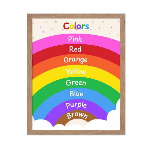 Poster Master Colors Poster - Rainbow Print - Learning Materials Art - Educational Art - Gift for Kids, Students & Teacher - Vibrant Decor for Classroom, Library or Nursery, 11x14 Beige Framed