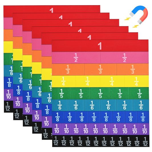 6 Sets Magnetic Fraction Tiles for Classroom EVA Foam Manipulatives CCSS, STEM, ASTM Rainbow Fraction Tiles Math Learning Manipulatives Set Fraction Bars for Preschool Elementary School