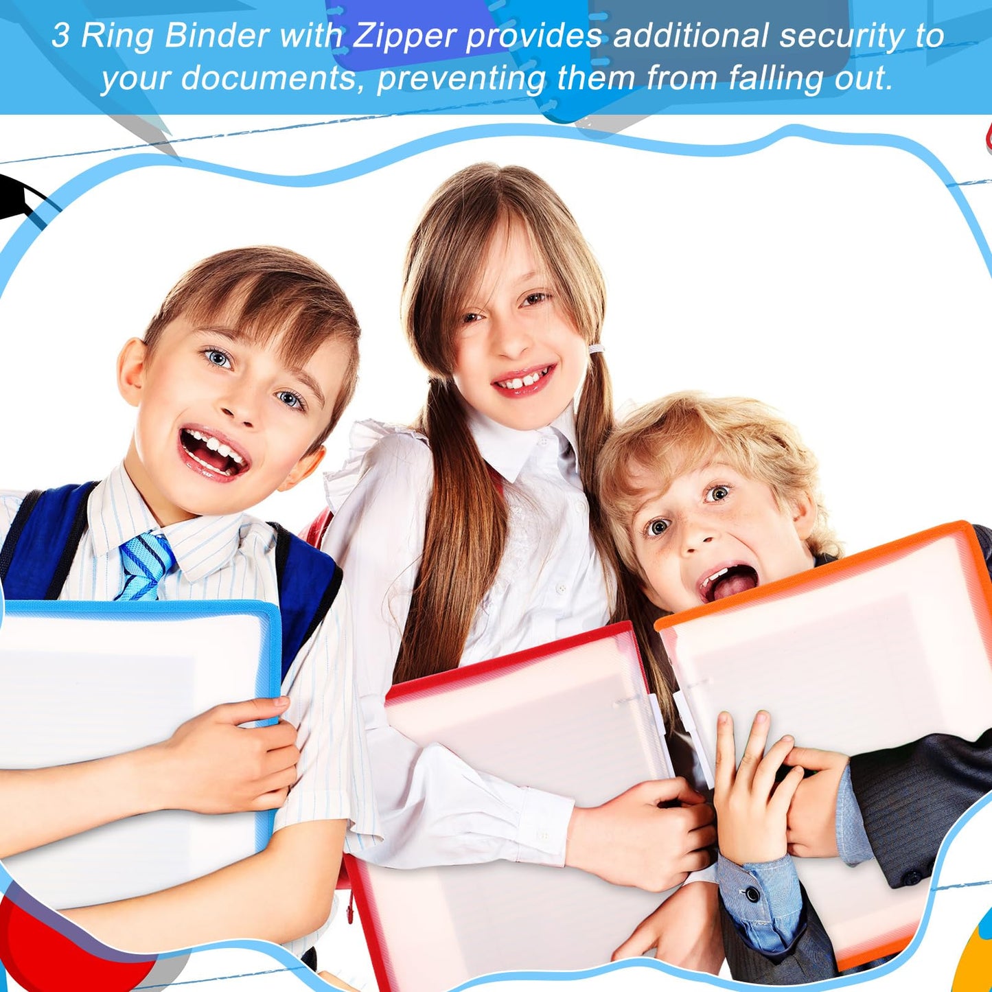 Fulmoon 6 Pack 1 Inch Zipper Binder, 3 Ring Binder with 2 Interior Pockets, Plastic Pencil Pouch, Expanding File Zippered Holds 8.5''x11'' for Projects, Assignments, Memos, School Work (Clear)