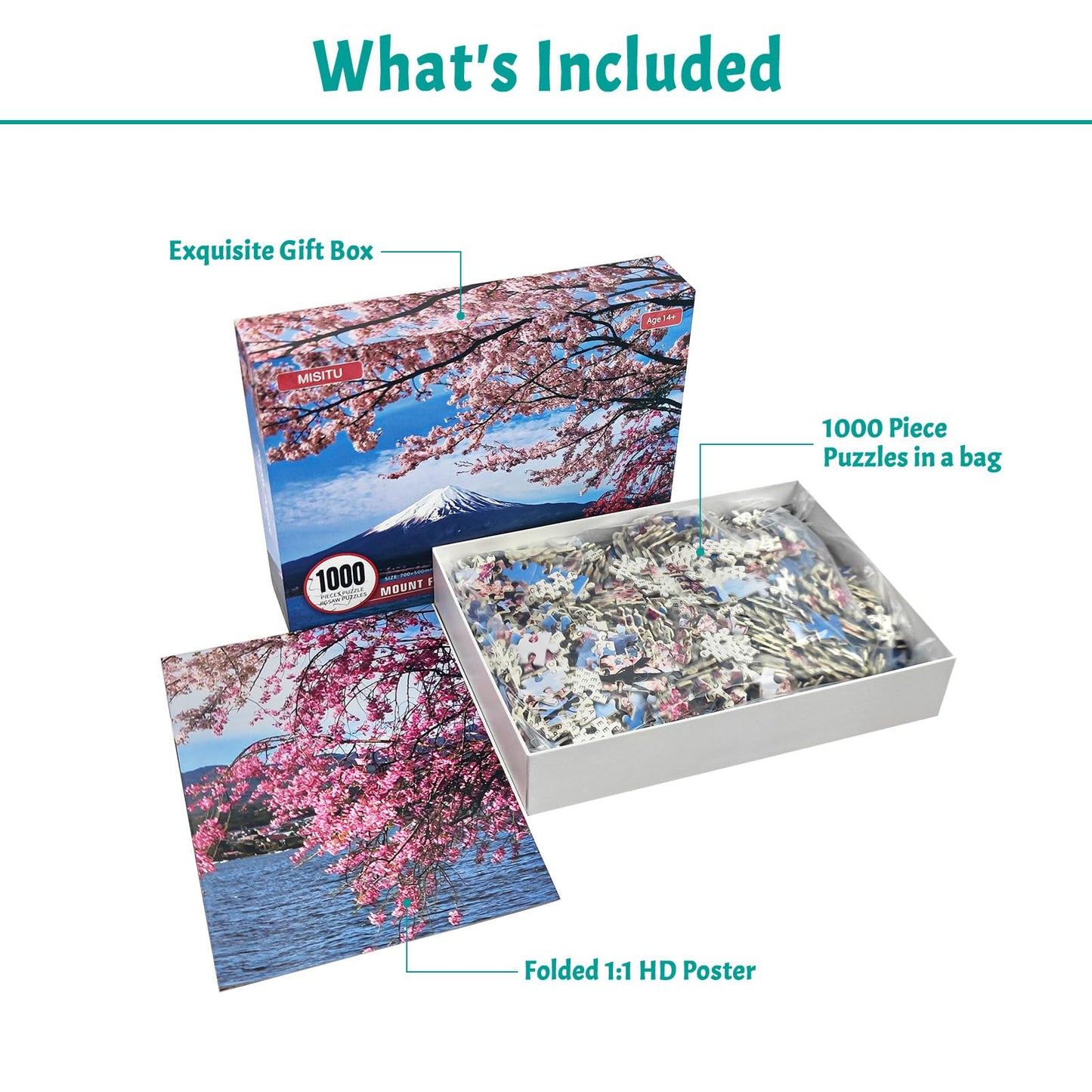 MBOQIU 1000 Piece Puzzle for Adults - Mount Fuji Puzzles for Adults 1000 Pieces, Letters on Back, Nature Landscape Jigsaw Puzzle, Japan Sight Challenging Puzzles for Teens Seniors - 27.6 x 19.7 inches