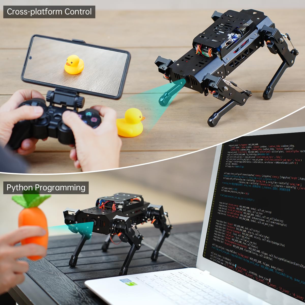 ROS2 Robot Dog for RaspberryPi ChatGPT Large AI Models Embodied Intelligence Programmable Robotic Dog Lidar SLAM Mapping AI Vision Voice Scene Understanding Quadruped Bionic Robot Kit, with RPi 5 8GB
