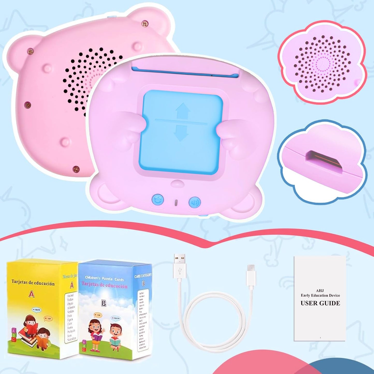 Spanish & English Talking Flash Cards for Toddlers, 510 Sight Words Bilingual Flash Cards, ABC & Number Learning Toys, Montessori Toys, Speech Therapy Toys, Children's Sensory Preschool Birthday Gifts