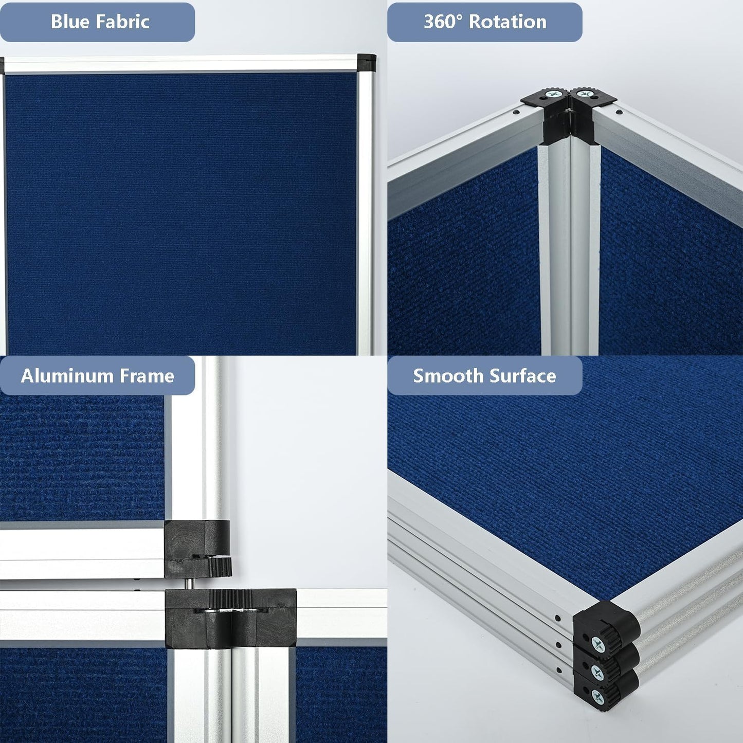 ISXACFF 3+1 Panel Trade Show Presentation Board 70.8“ x 35.4” Blue Trifold Poster Board Folding Exhibition Display Boards Double Sided Tabletop Display with Storage Bag Hook & Loop-Receptive Fabric