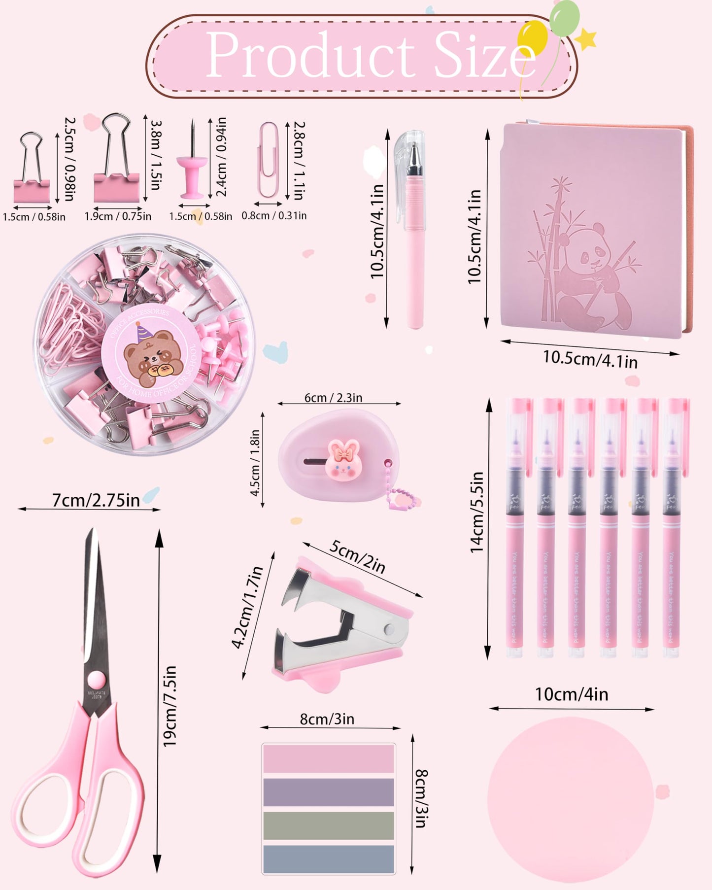 23pc Pink Desk Accessories and Organizers with Mesh Organizer Stapler Tape Dispenser Calculator and a Lot of Office Pink Office Supplies Beautifully Presented in a Gift Box
