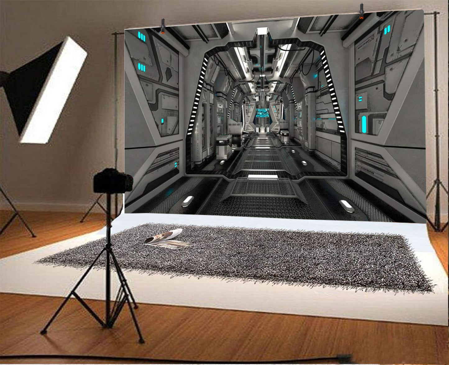 ZJRBJB 10x8ft Spaceship Wars Interior Galaxy Backdrop Outer Space Star Space Station Astronaut Spacecraft Background Universe Adventure Asteroid Science Fiction Birthday Banner Photo Booth