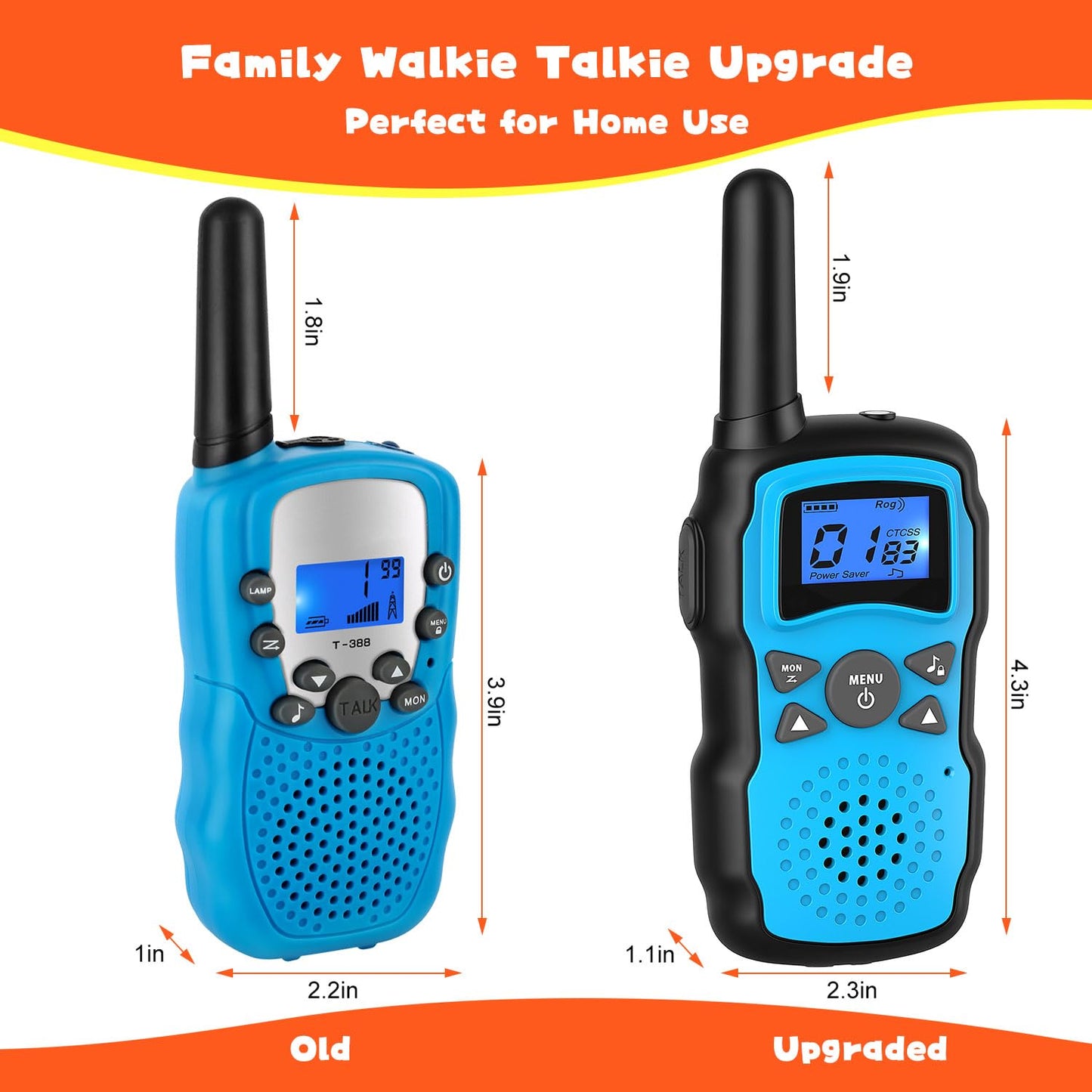 Wishouse Walkie Talkies for Kids Adults Rechargeable Long Range 4 Pack with 2 USB Chargers 12 Batteries,Family Walky Talky,Outdoor Camping Games Indoor Toys Birthday Xmas Gift for Boys Girls Children