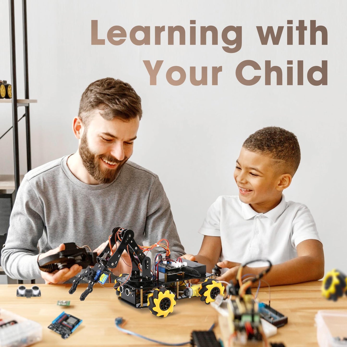 Robotics for Kids Ages 8-12, ACEBOTT Smart Robot Arm Car Kit with 5DOF, STEM Toys for Boys Age 8-12 12-16+, ESP32 Arduino/Python/Blockly Coding, App & Remote Control, STEM DIY Gift for Teens & Adults
