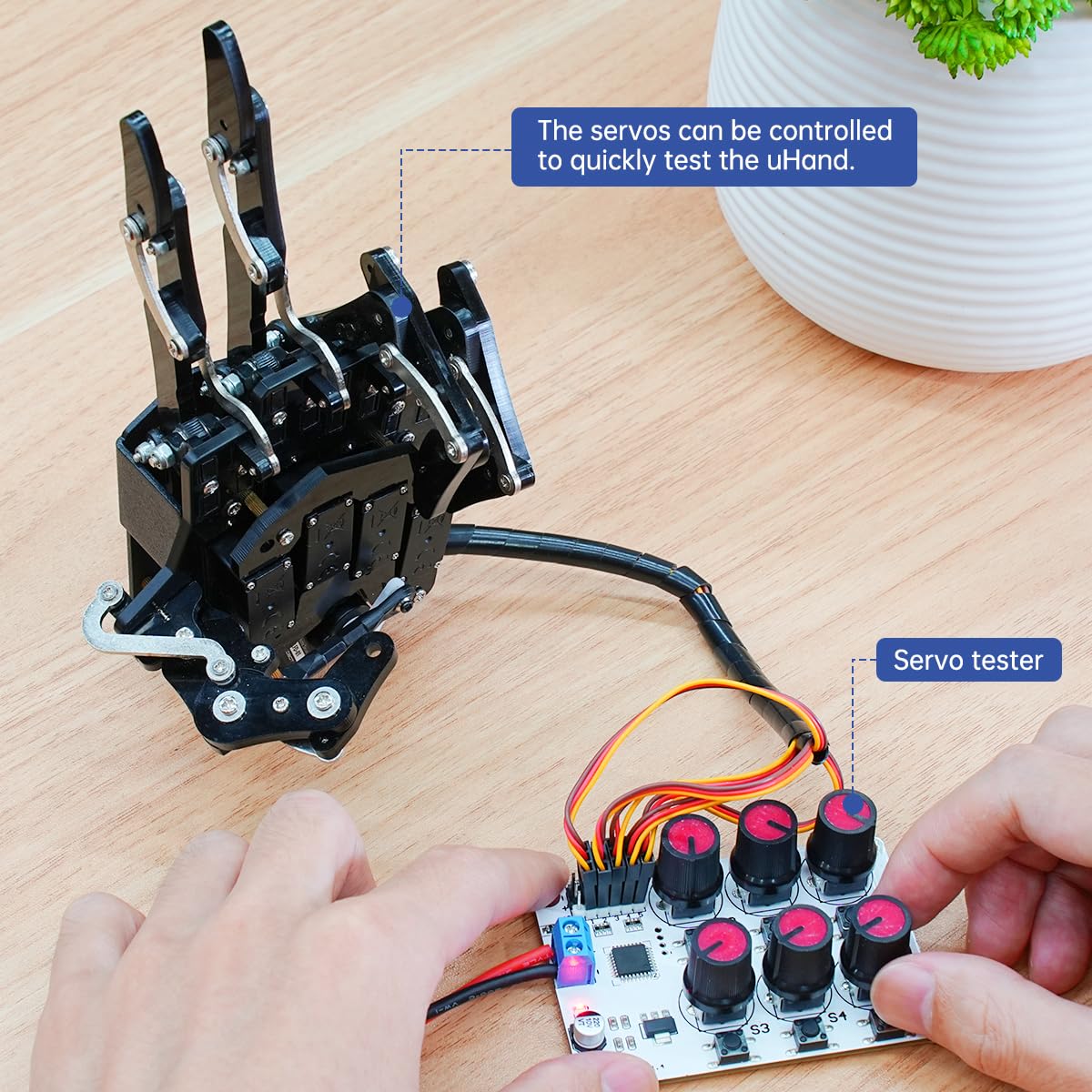 Robot Hand Five Fingers Solely Movement Bionic Robot Mechanical Arm DIY, Right Hand