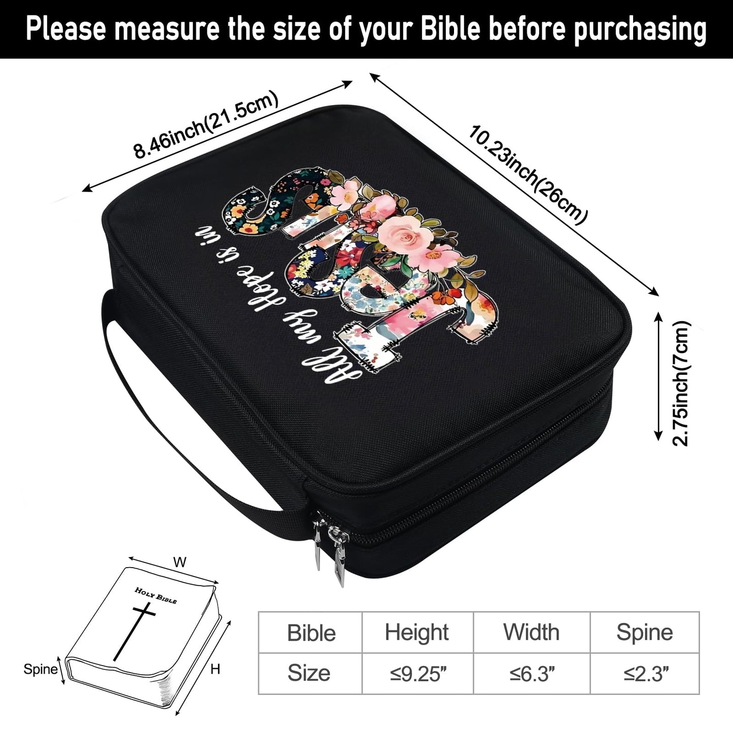 Bible Bags for Women Bible Study Supplies Book Covers with Zipper for Journaling, Bible Cover Case for Men, Organizer Tote Carrying Case with Strap Church Bags for Woman