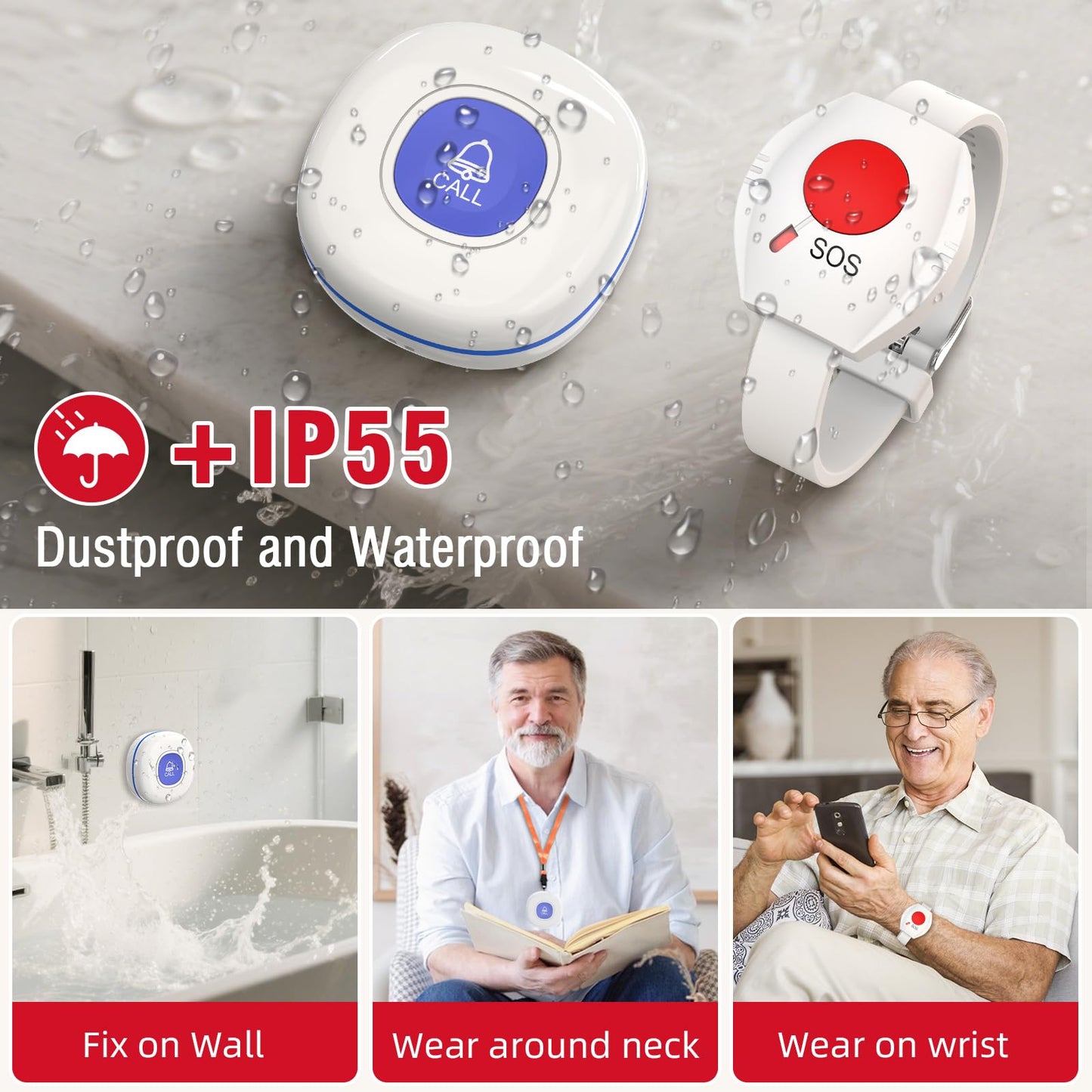 CallToU Caregiver Pager Wireless Call Button for Elderly/Senior,2026 New Version Pager with Vibration & Rechargeable,Nurse Alert System for Home Care Seniors