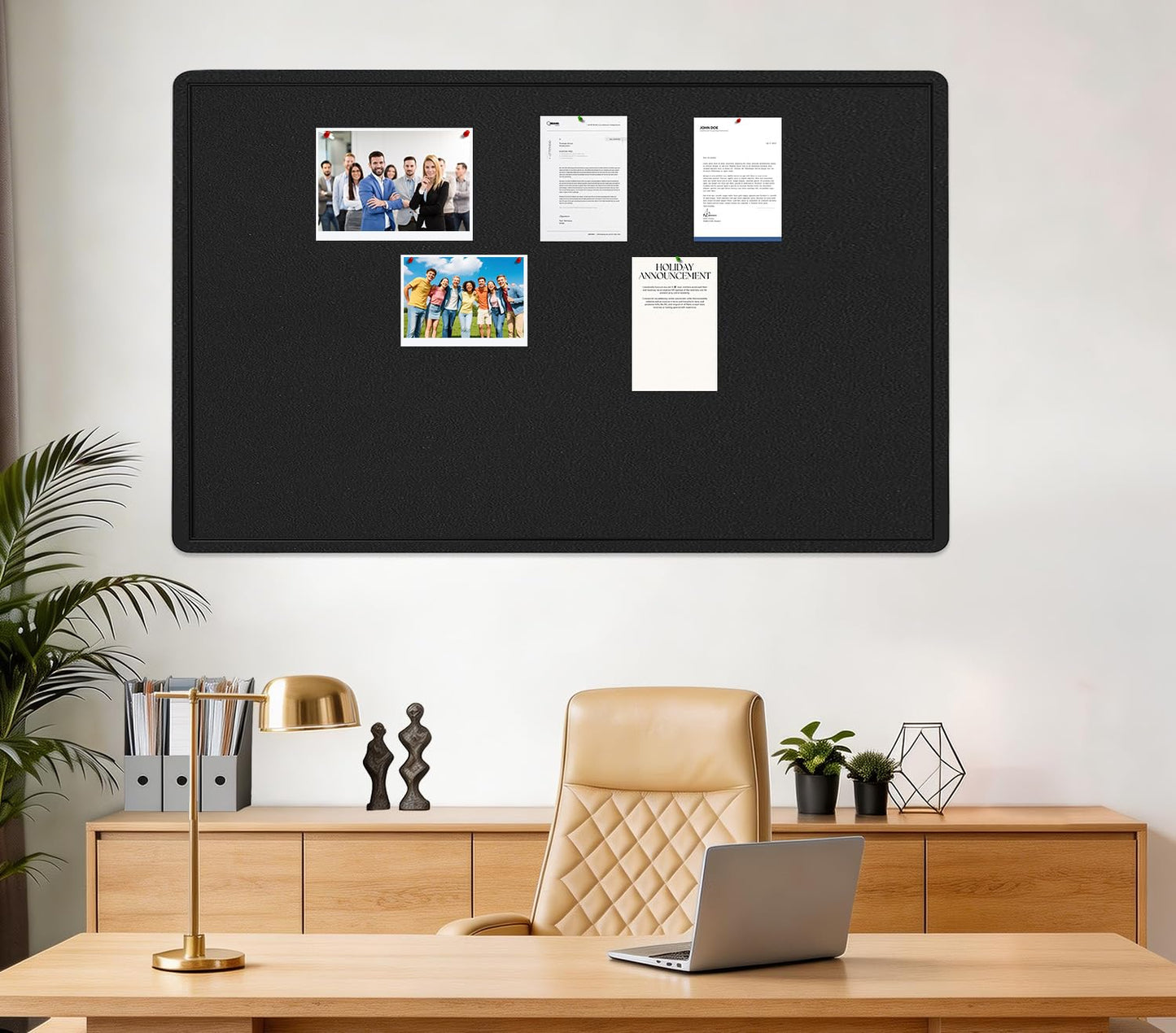 Large Bulletin Board - 60 X 36 inches Cork Board with 30 Pushpin, 5' x 3' Cork Board for Walls Pin Board, Self-Adhesive Felt Board Vision Board Foldable Photo Board for Wall - Black