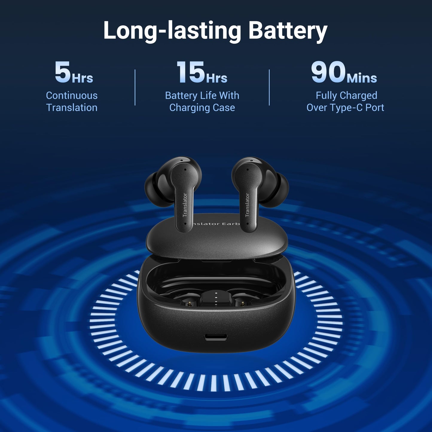 Anfier M3 AI Translator Earbuds Real Time, Online Translation Device in 144 Languages & Accents, 3-in-1 Two-Way Audifonos Traductores Inglés Español, Language Headphones for iOS & Android (Black)