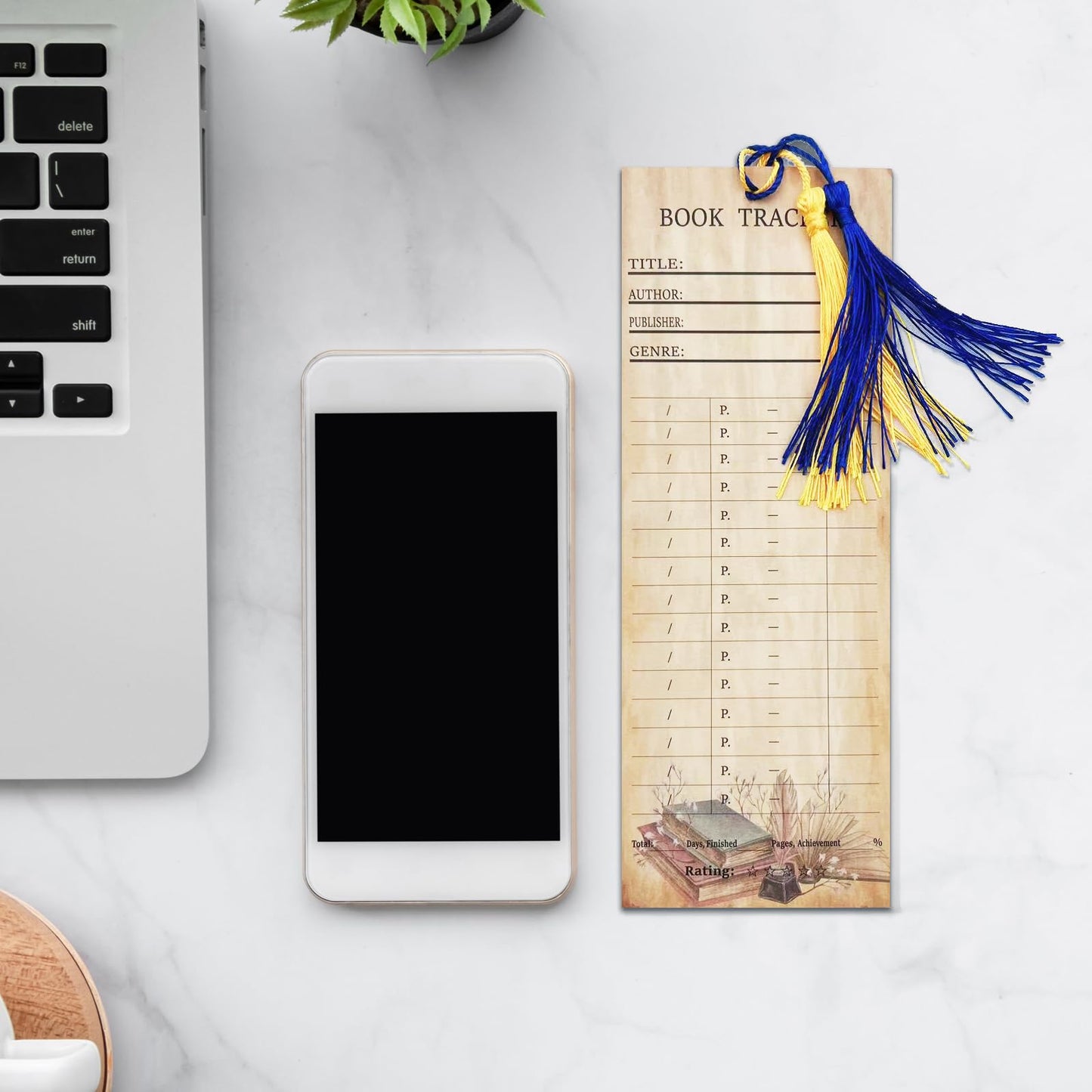 Book Tracker Bookmark Reading Log Journal 30-Day Habit Record Cardstock, 30PCS Cards with Tassel Creative Reading Accessories for Book Lover Reader Student Teacher