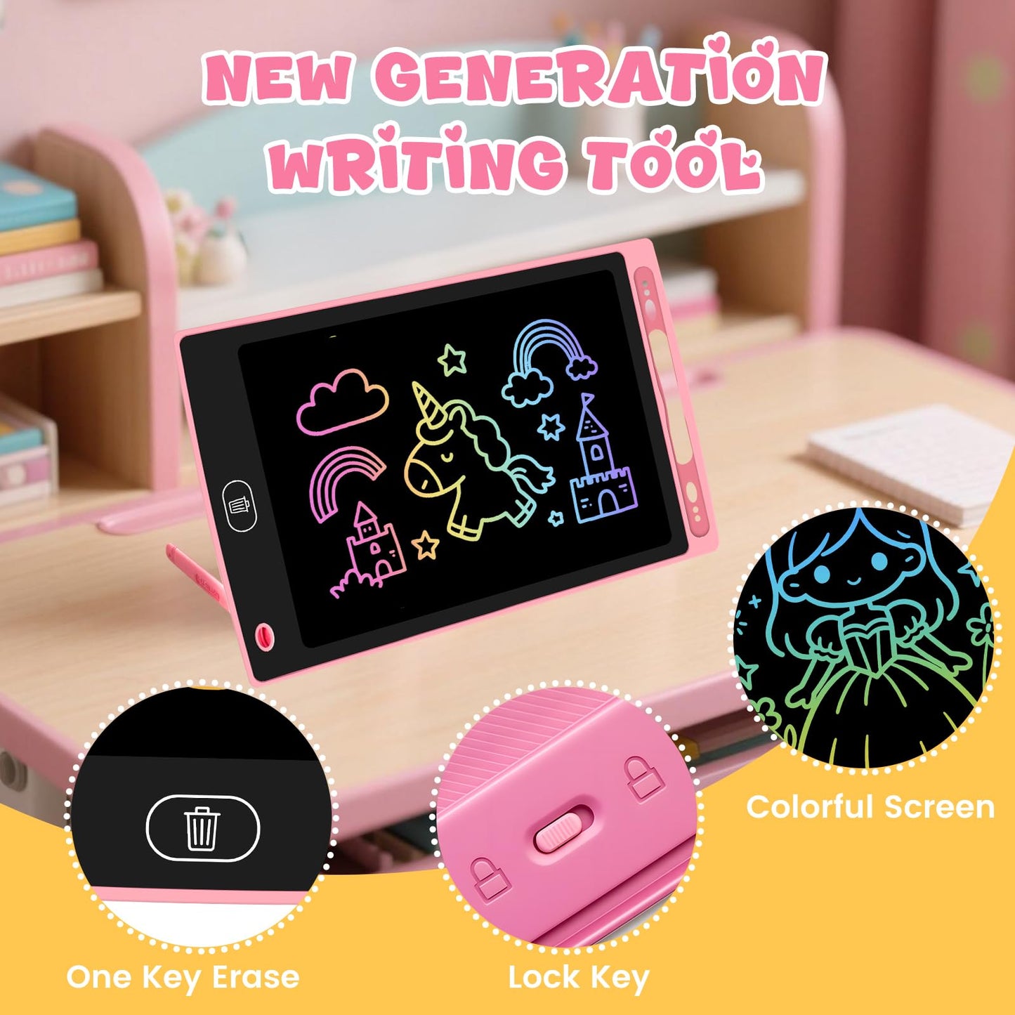 Glochin 20 Pack LCD Writing Tablet for Kids, Erasable and Reusable Toddler Doodle Board in 8.5 inch, Ideal Educational Drawing Pad for Learning Toy for Ages 3-8 Gifts for Girls Boys