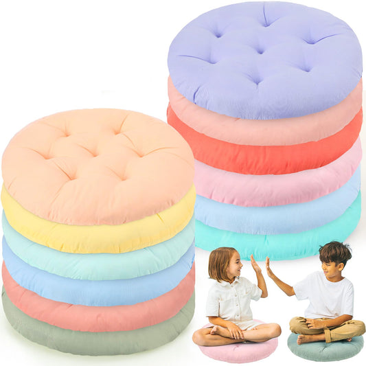 Fumete 12 Pcs Round Floor Pillows Cushions Seating 16 x 16 Inches Floor Round Cushions for Kids Toddlers Flexible Reading Chair Pillows for Classroom Home School Playing Supplies(Candy Color)