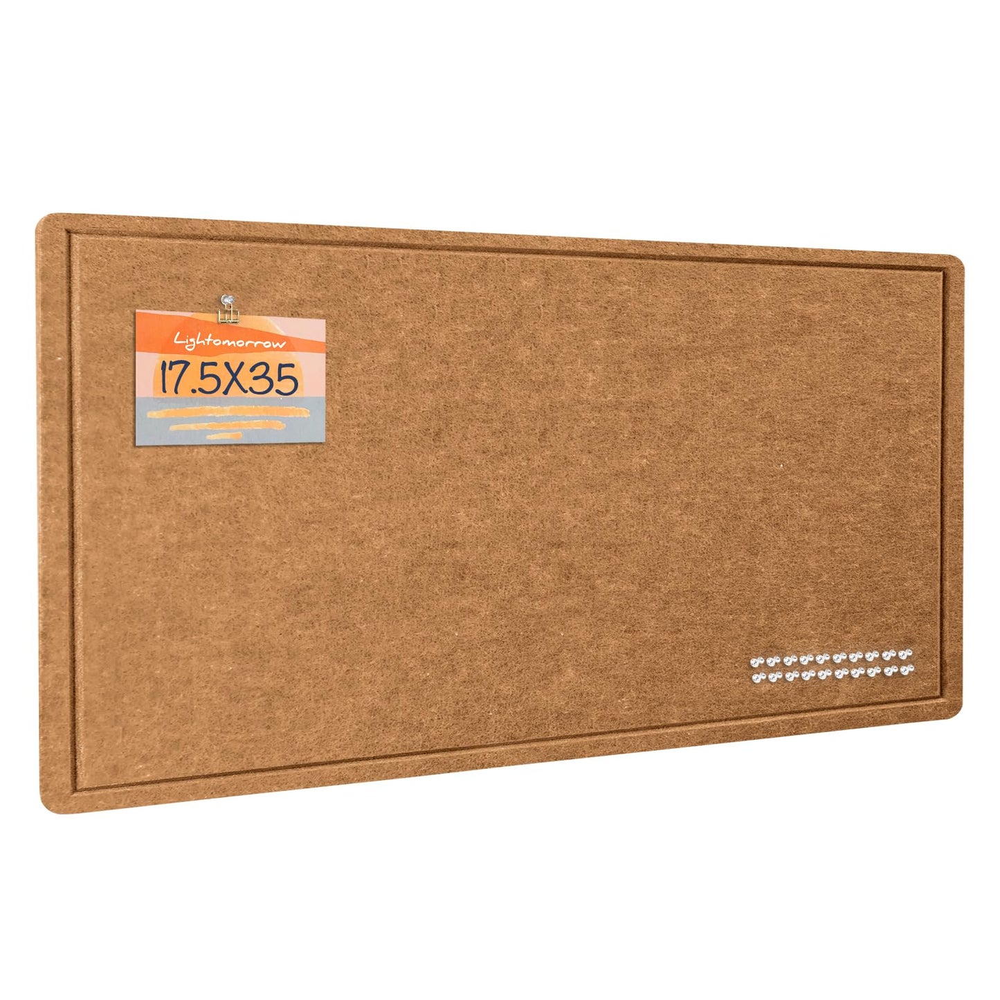 Lightomorrow Bulletin Board, 35 x 17 1/2 inches Felt Board - Decorative Pin Board, Cork Board Alternative for Wall, Foldable Self-Adhesive Vision Board Prayer Board with 20 Pushpins-Apricot