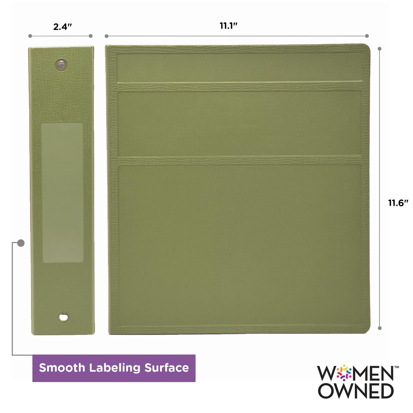 Carstens 2-Inch Heavy Duty 3-Ring Binder - Side Opening, Sage, Durable Plastic, Precision No-Gap Rings, Waterproof Covers, No Pockets, Holds 300 Letter-Sized Sheets, BPA-Free, Made in USA (5826-3R)