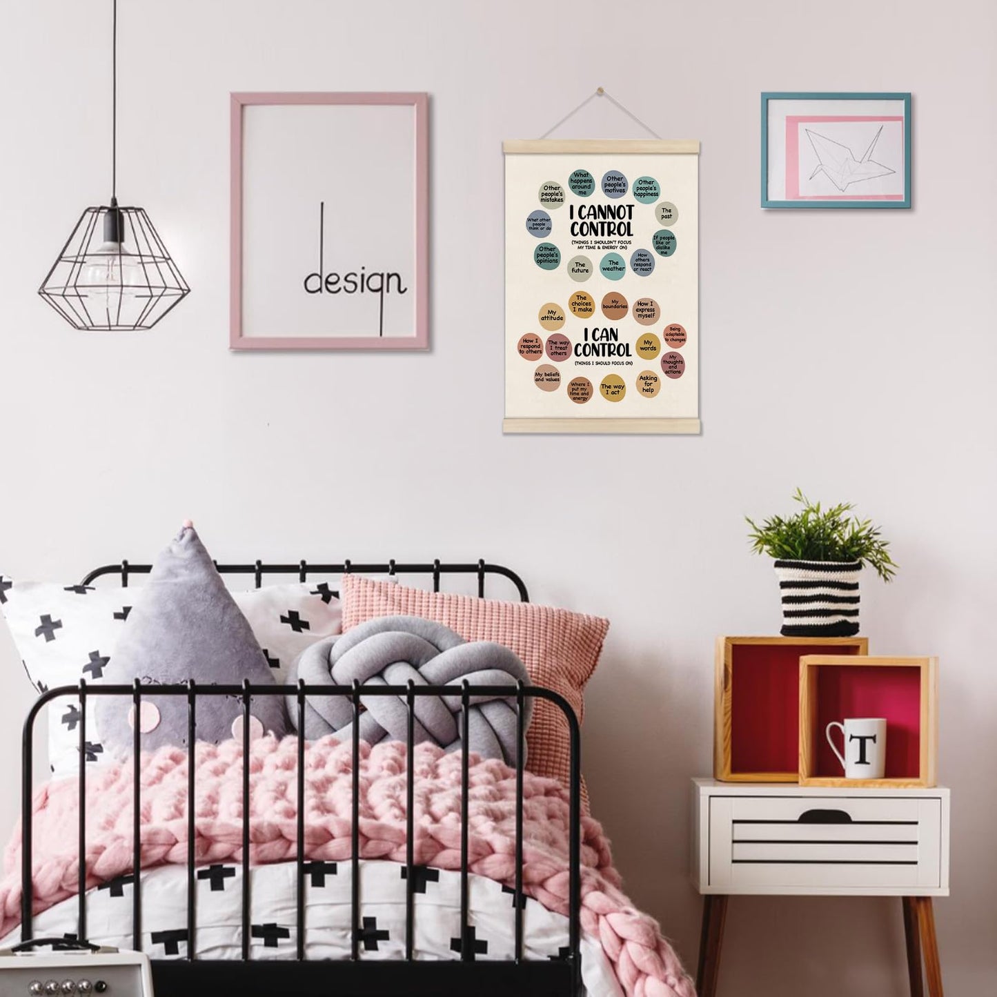 DOI-LANEE Calming Strategies Poster Hanger Frame, Mental Health Inspirational Wall Art 16x12 Inch, Motivational Wall Decor, Therapy Office Decor, Motivational Posters for School Counselor Psychology