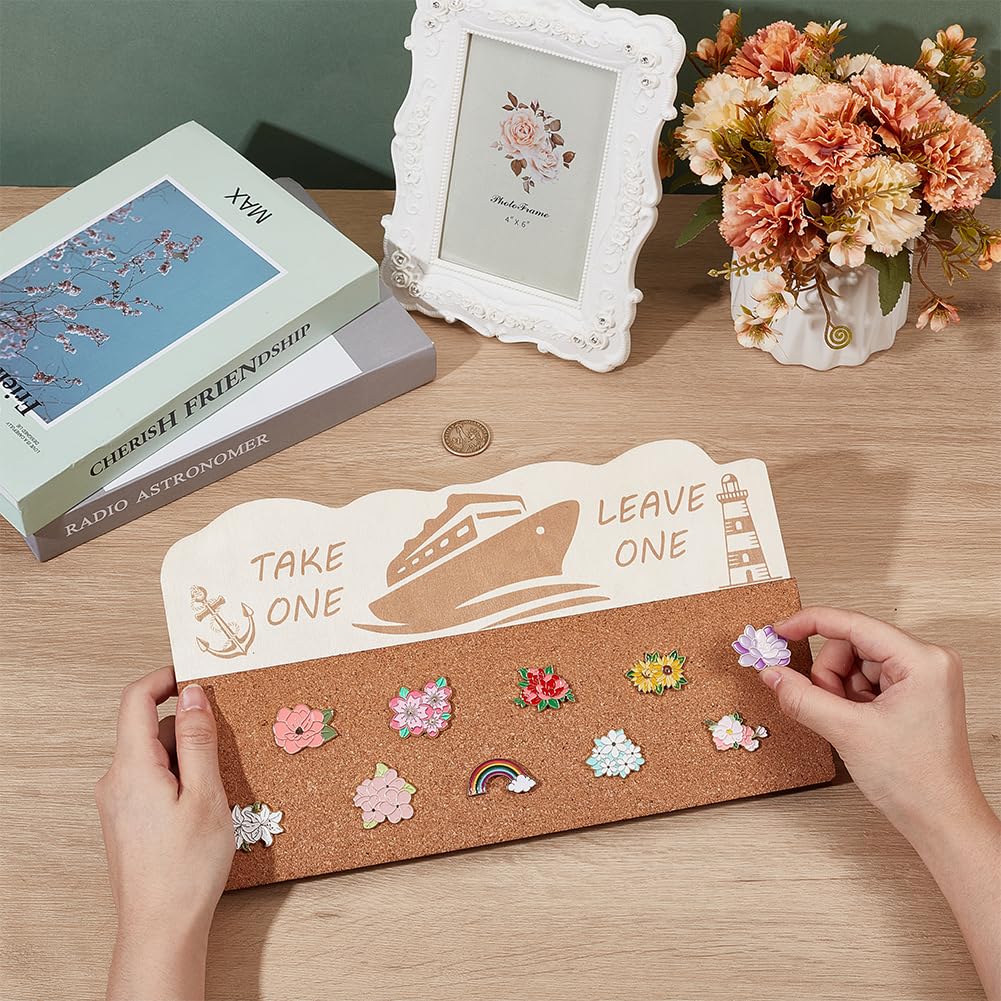 BENECREAT Cork Brooch Board, Pin Trading Ship Lighthouse Anchor Pin Board for Brooch Pin Storage, Jewelry Display, Office Home and School Decor, 7.08x11.8 Inch, 0.5 Inch Thick