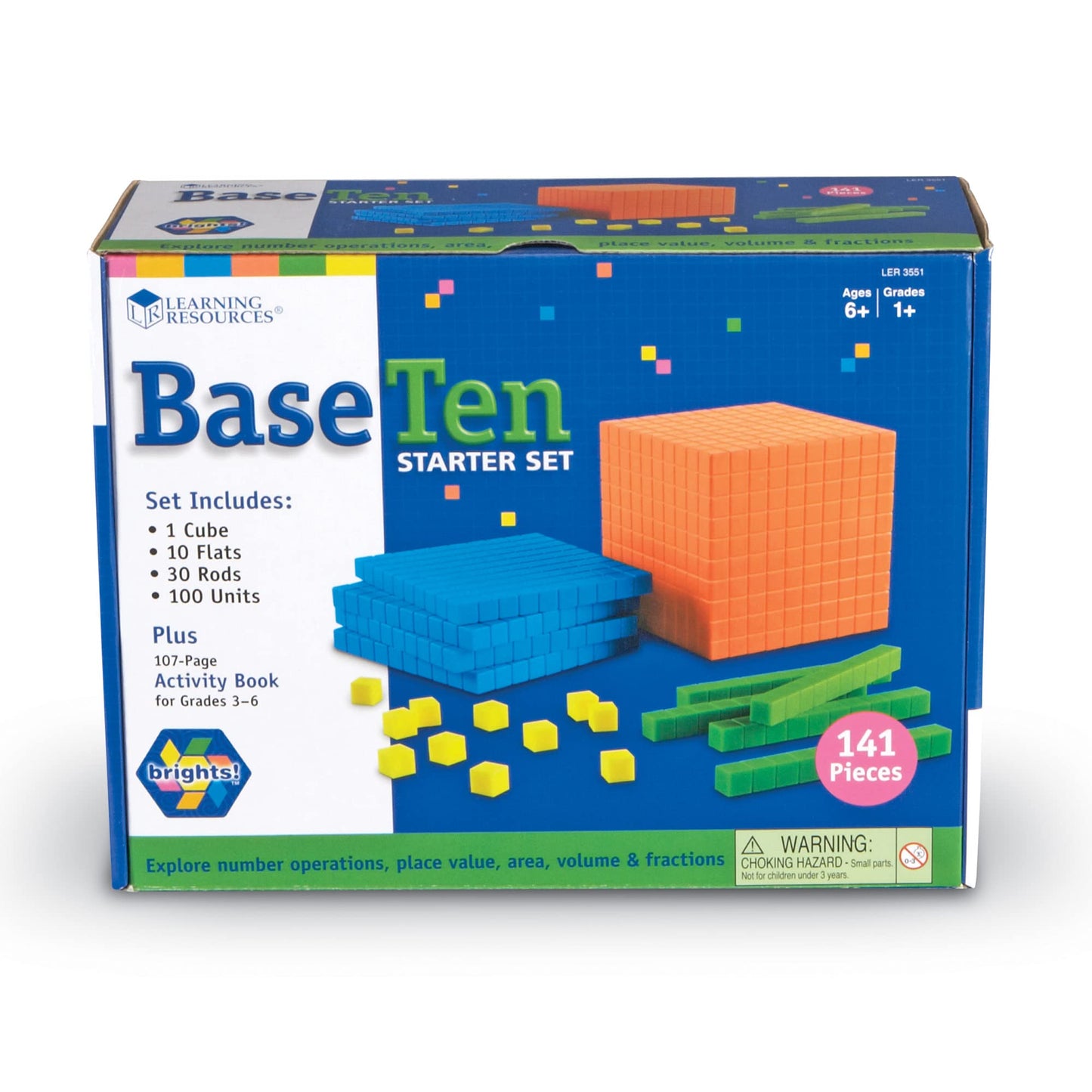 Learning Resources Brights! Base 10 Starter Set - 100 Piece Set, Ages 6+, 1+ Grade, Math Manipulatives, Teacher Supplies, Back to School