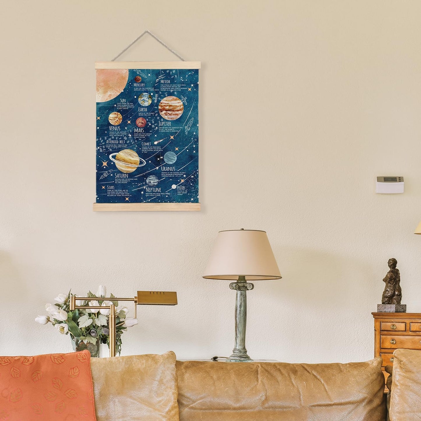 Luvadian Solar System Poster, Space Wall Art for Boys Room, Planet Poster Hanger Frame, 12x16 Inches