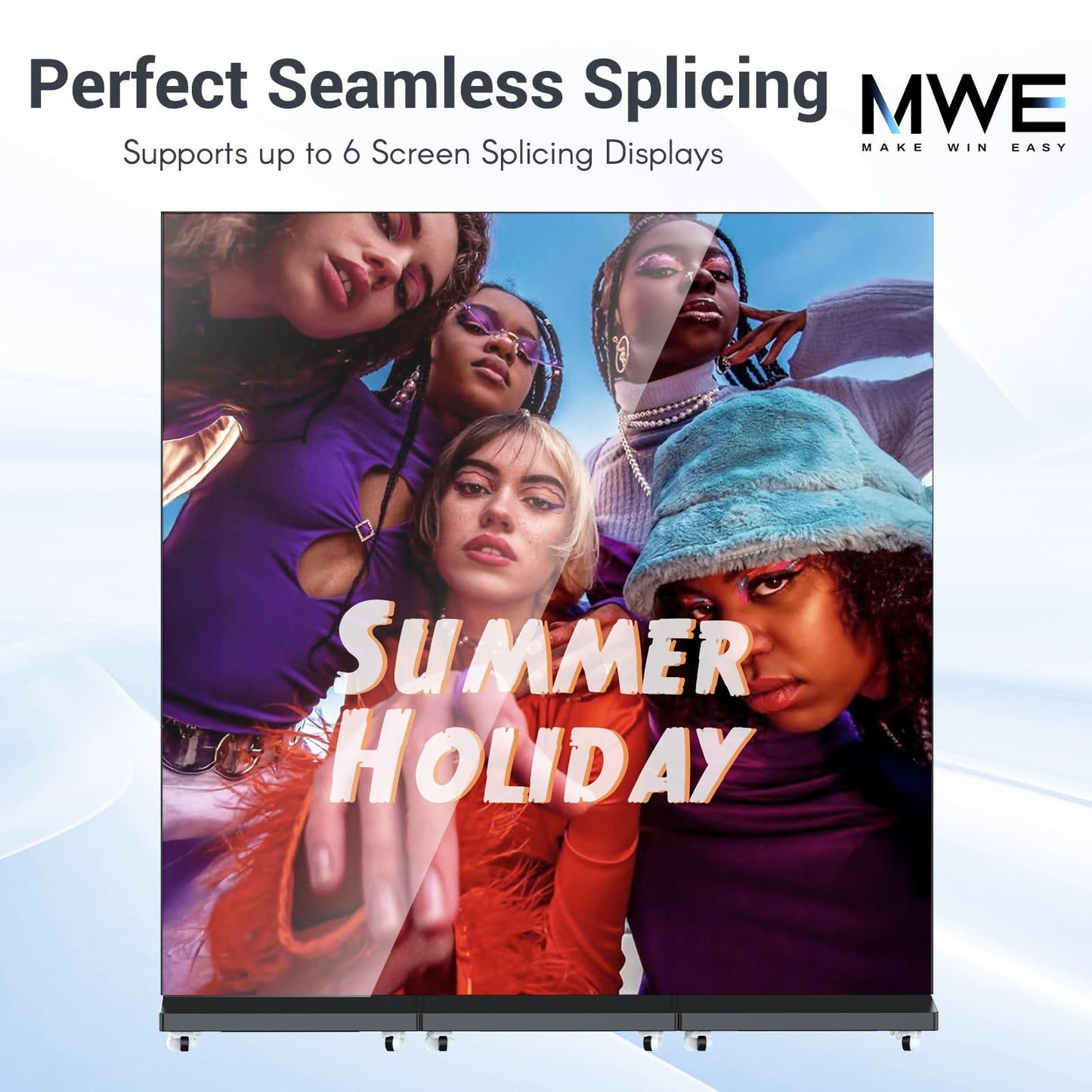80 Inch LED Digital Signage Display, Foldable Seamless Stitching Kiosk, P1.86 GOB LED Screen Poster with Flight Case, Commercial Advertising Display for Events, Rentals and Weddings (Black, 2 Unit)