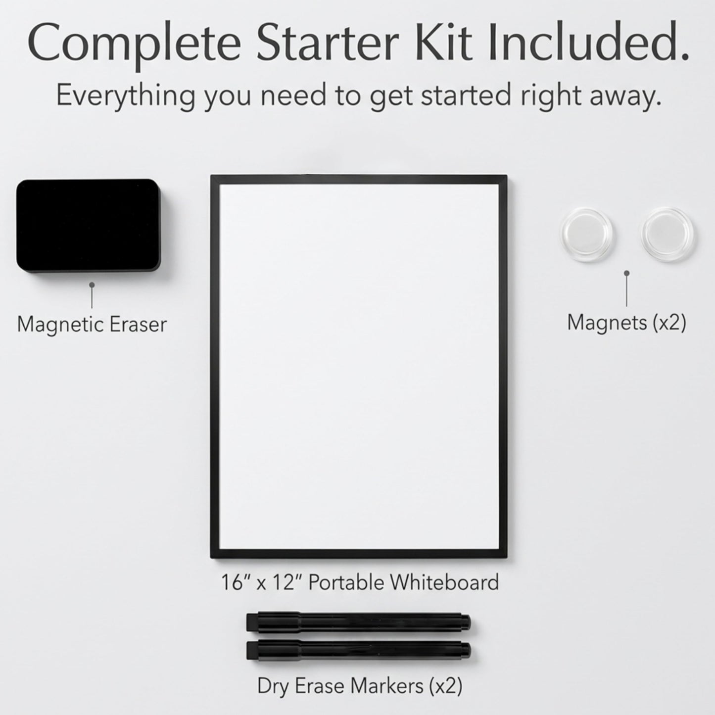 Lulu Office Magnetic Dry Erase Board 12x16 with Foldable Stand, Portable Black Desktop Whiteboard for Home, Office, School & Kitchen