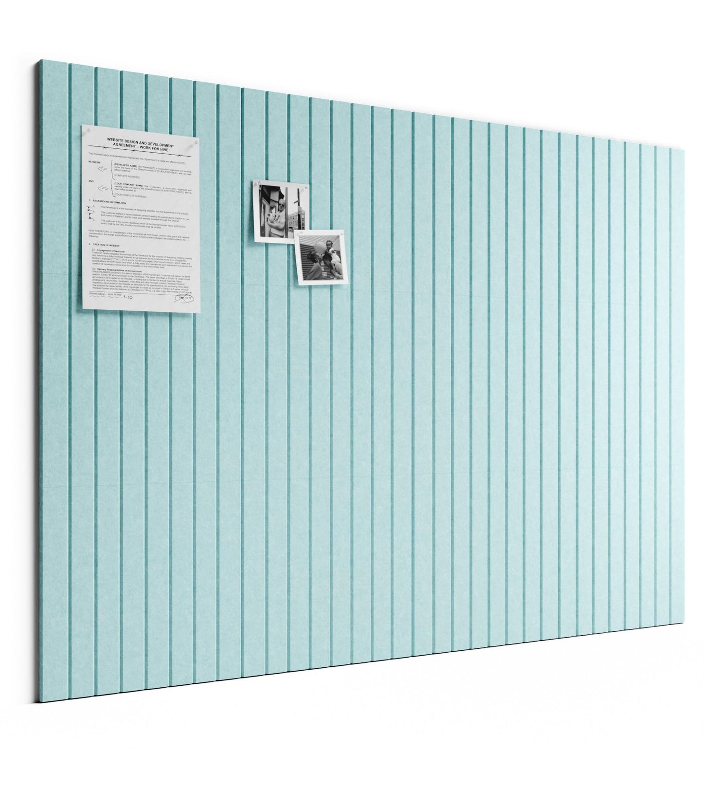 Bumusty Large Cork Board Alternative-48 x 36" Felt Bulletin Board Tiles, with 30 Pushpins, 70 Adhesive Tabs, Fine-Stripe 12-Pack, Cork Boards for Office Push Pin Board Felt Board-Aqua Blue