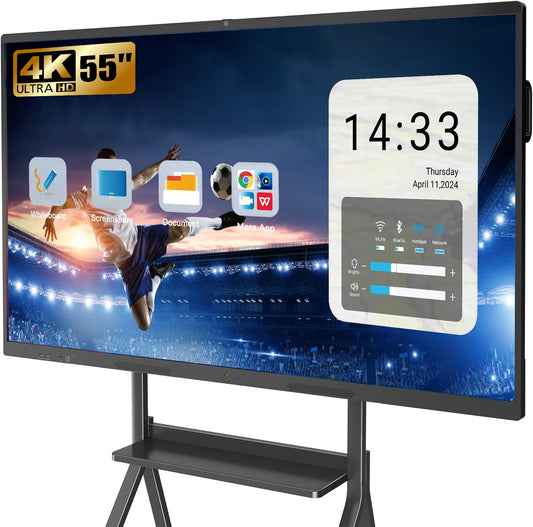 55″ Smart Board, 4K UHD Touchscreen Display Electronic Whiteboard,Android 14 Built in Ultra High Definition Camera Open App Ecosystem, Interactive Whiteboard for for Business Office Classroom Home