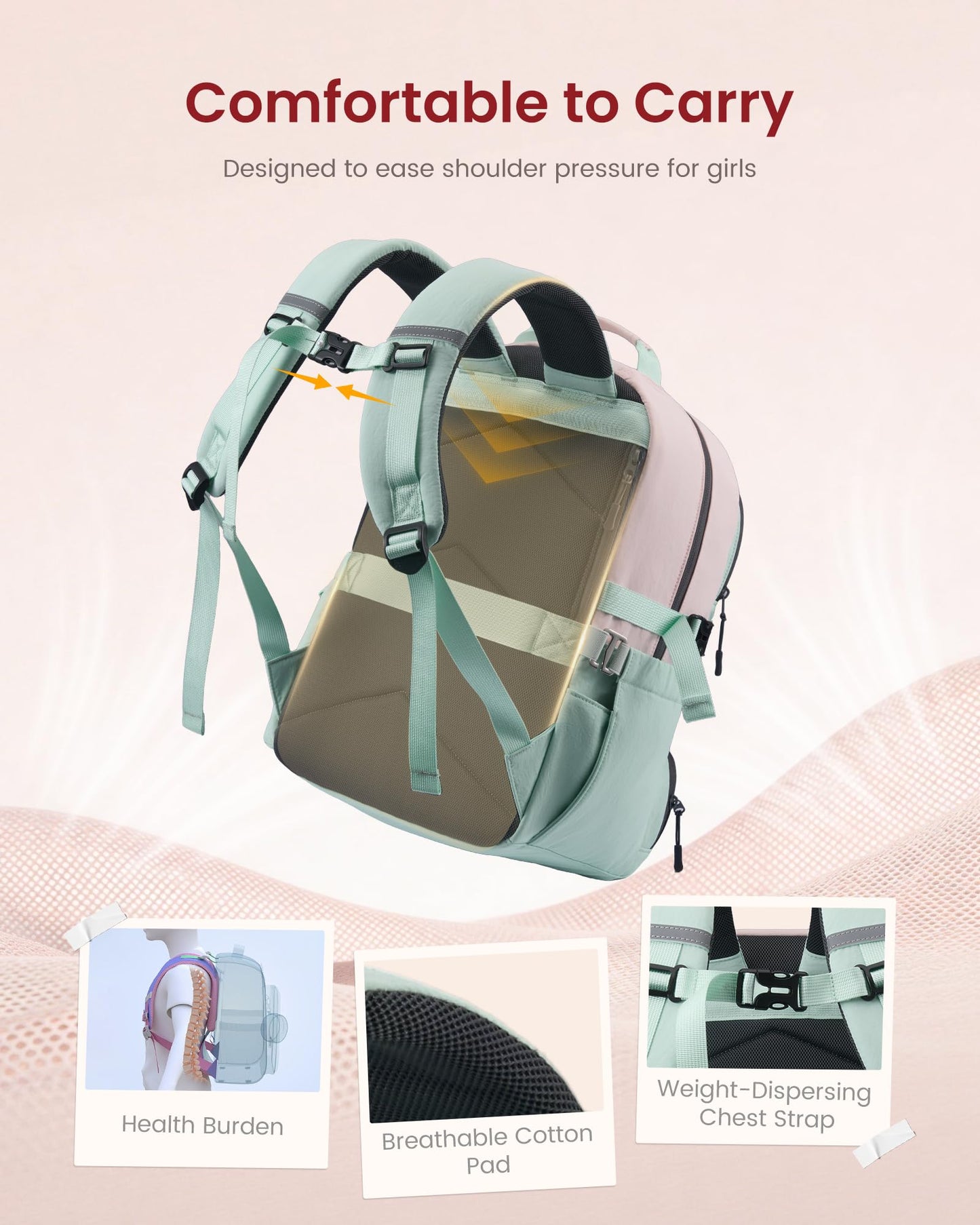 LOVEVOOK School Backpack for Teen Girls, Unique Style College Student Backpacks with Large Cup Holder, Cute Kid Bookbag with Pens Compartment, Large Capacity Back to School Backpack Fit 15.6'' Laptop