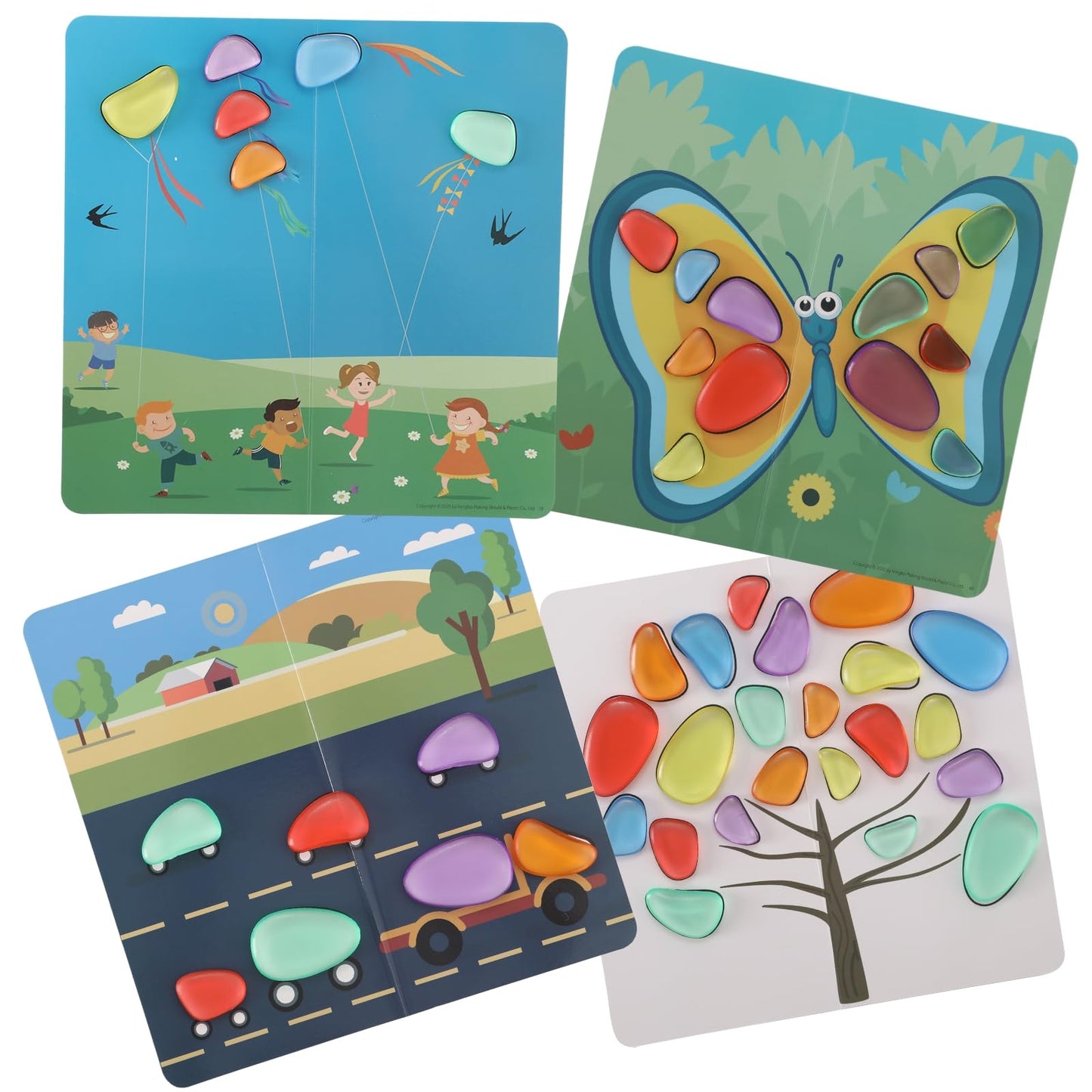 Odoorgames Translucent Math Blocks – 36 Pcs Translucent Pebbles, Rainbow Stones, Light Table Manipulatives, Preschool, Light Table Accessories, Includes 24 Activity Cards