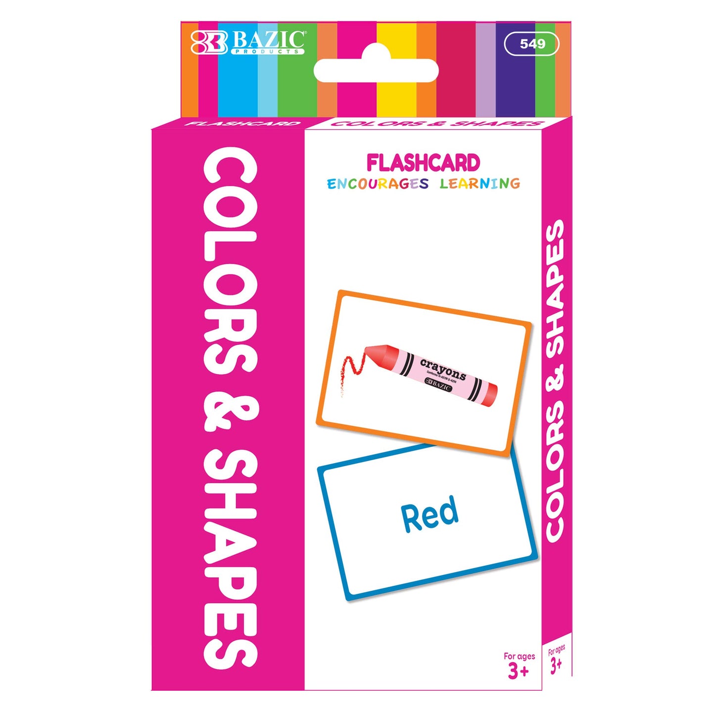 BAZIC Products Colors and Shapes Flash Cards, 36 Cards, Ages 3+, Case of 72