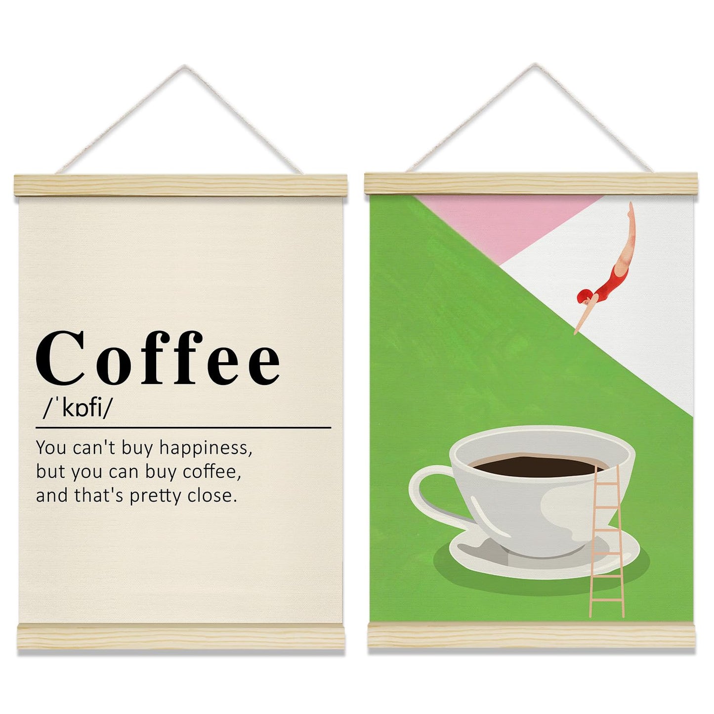 rizotus Coffee Poster Hanger Frame Set of 2, Trendy Wall Art Posters for Coffee Bar, Hanger Frame for Kitchen Office Bar Gallery Wall Decor, 12x16 Inch -B01