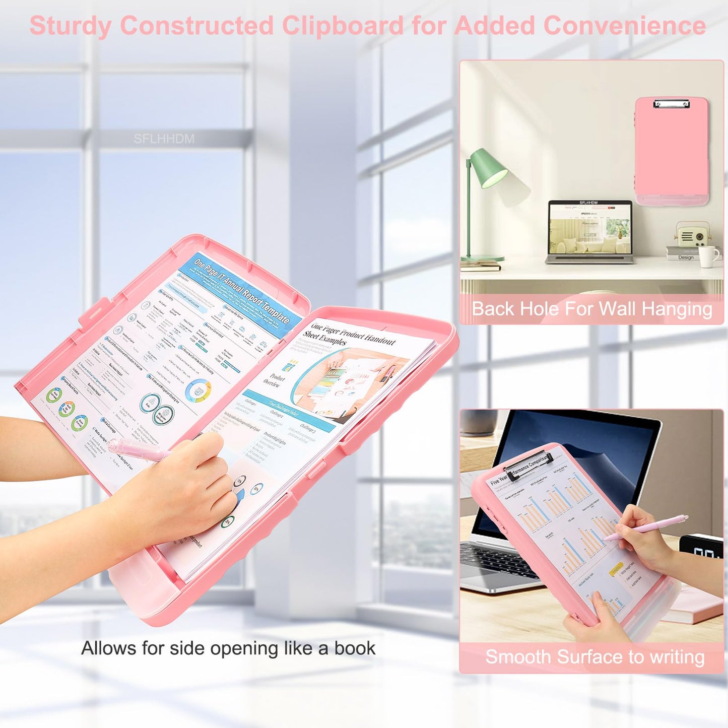 SFLHHDM Clipboard with Pen Holder, Legal Size Nursing Clipboards with Storage, Plastic Clip Boards for Writing, Lightweight Cute Clipboard Storage with Low Profile Clip for Work, Office