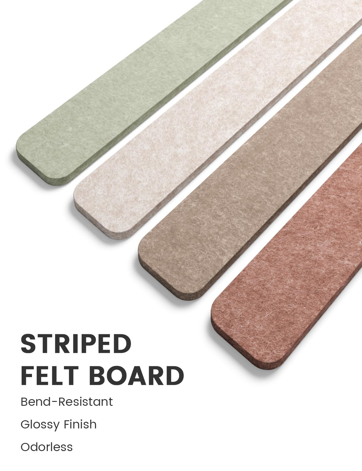 Fluxynara Cork Board Alternative Felt Strip Board 5-Pack 13"x2", Office Pin Board with 35 Push Pins, Adhesive Install for Bedroom Door & Home Office (Boho)