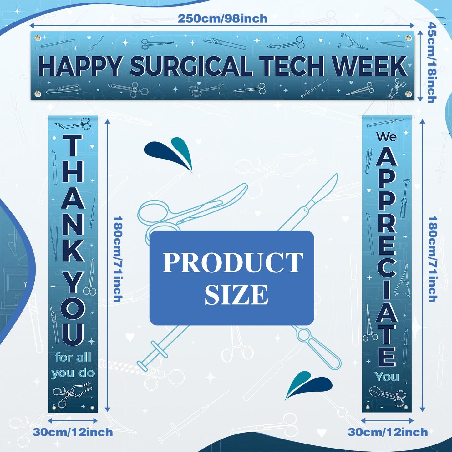 Fanfanwin 3 Pcs Happy Surgical Tech Week Banner We Appreciate Thank You Celebrate with Surgical Tech Week Party Decor Doctor Staff Party Supplies for Hard Work Nurse Doctor