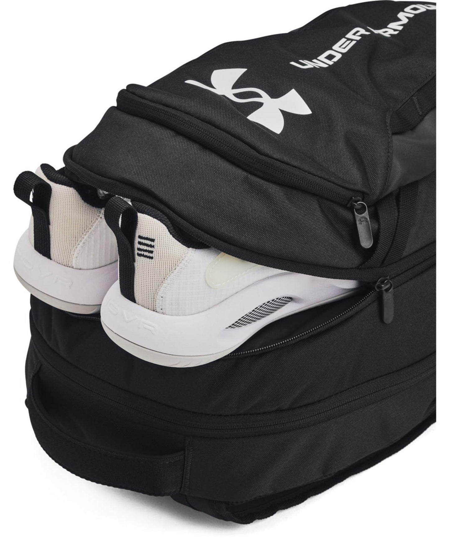 Under Armour Unisex-Adult Hustle 6.0 Backpack, (002) Black/Black/White, One Size Fits Most
