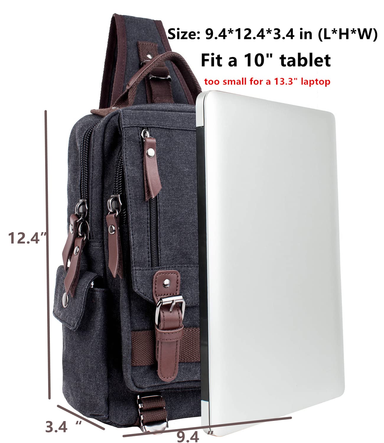 Leaper Retro Canvas Messenger Bag — Fits 10" Tablet, 9 Pockets, Unisex Crossbody Shoulder Sling Bag for Travel, Work & Daily Use, Army Green, M (Available in Medium, Large, XL, XXL)