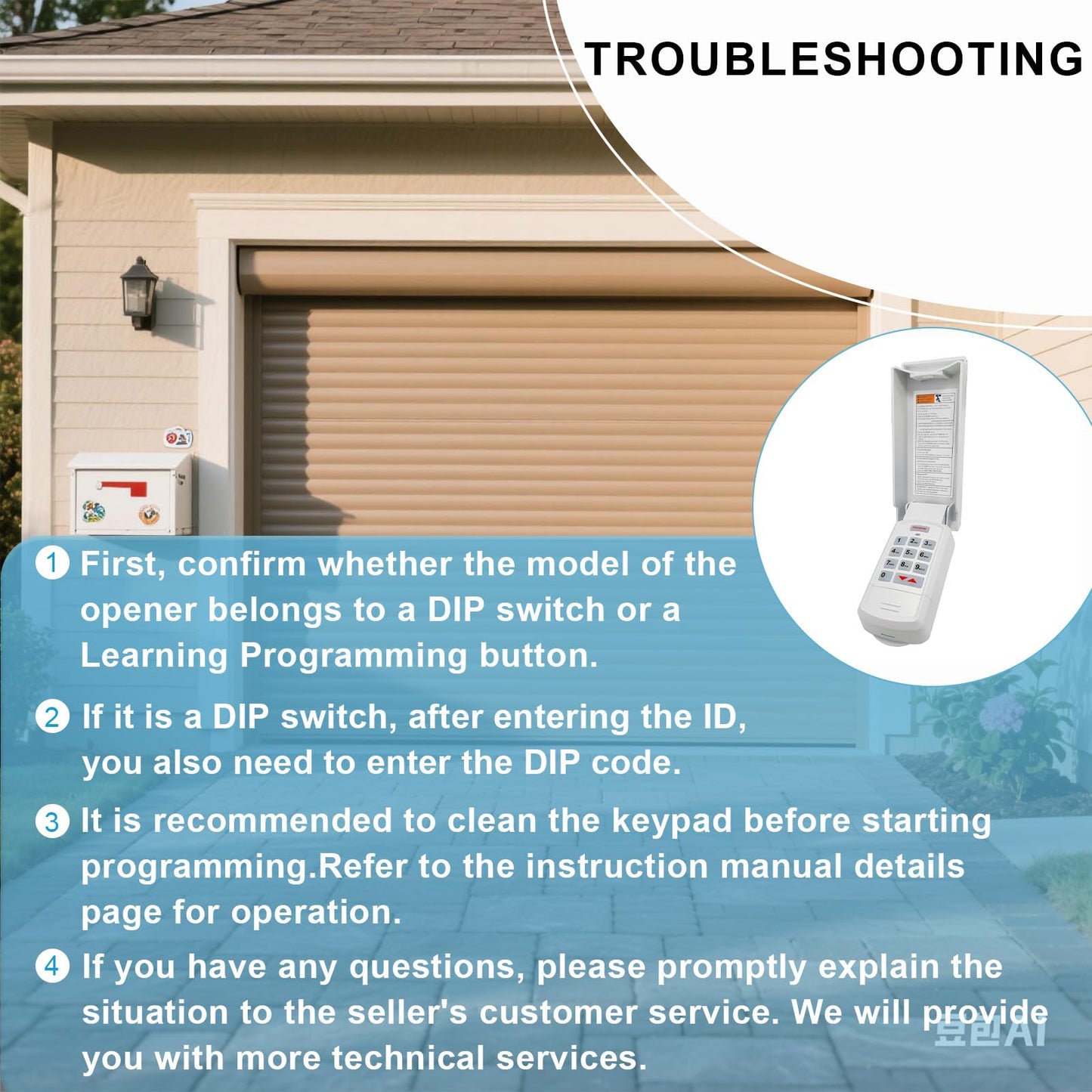 XDTKML for Genie Garage Door Opener Keypad Compatible with All Genie Intellicode Overhead Door Codedodger and Dip Switch Opener for 1995-Current Models 315/390MHZ Wireless Keyless Keypad Replacement