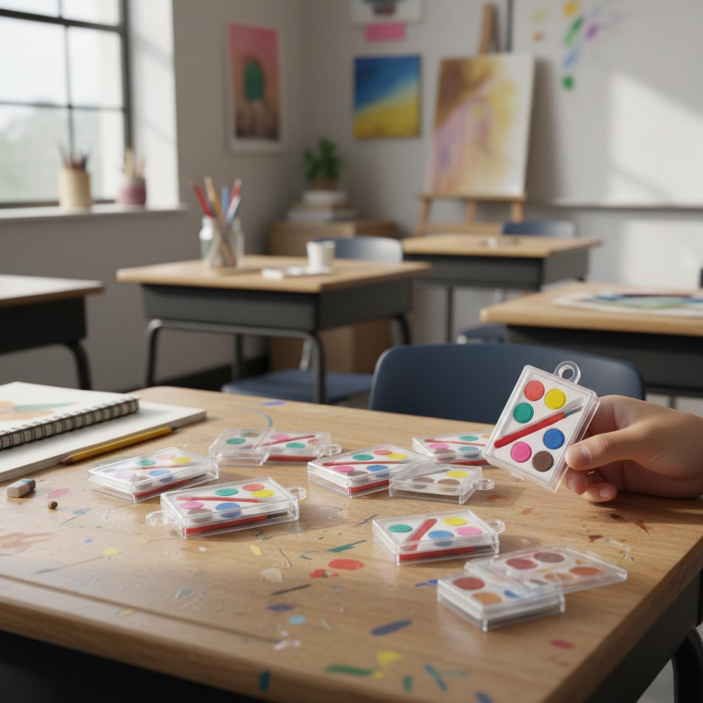 24 Sets Mini Paint Canvas Kit Mini Acrylic Art Party Favor Watercolor Painting Set with Panel Wood Easel Small Art Strips Palettes Brush Teacher School Classroom Reward Party Supplies Birthday Gift