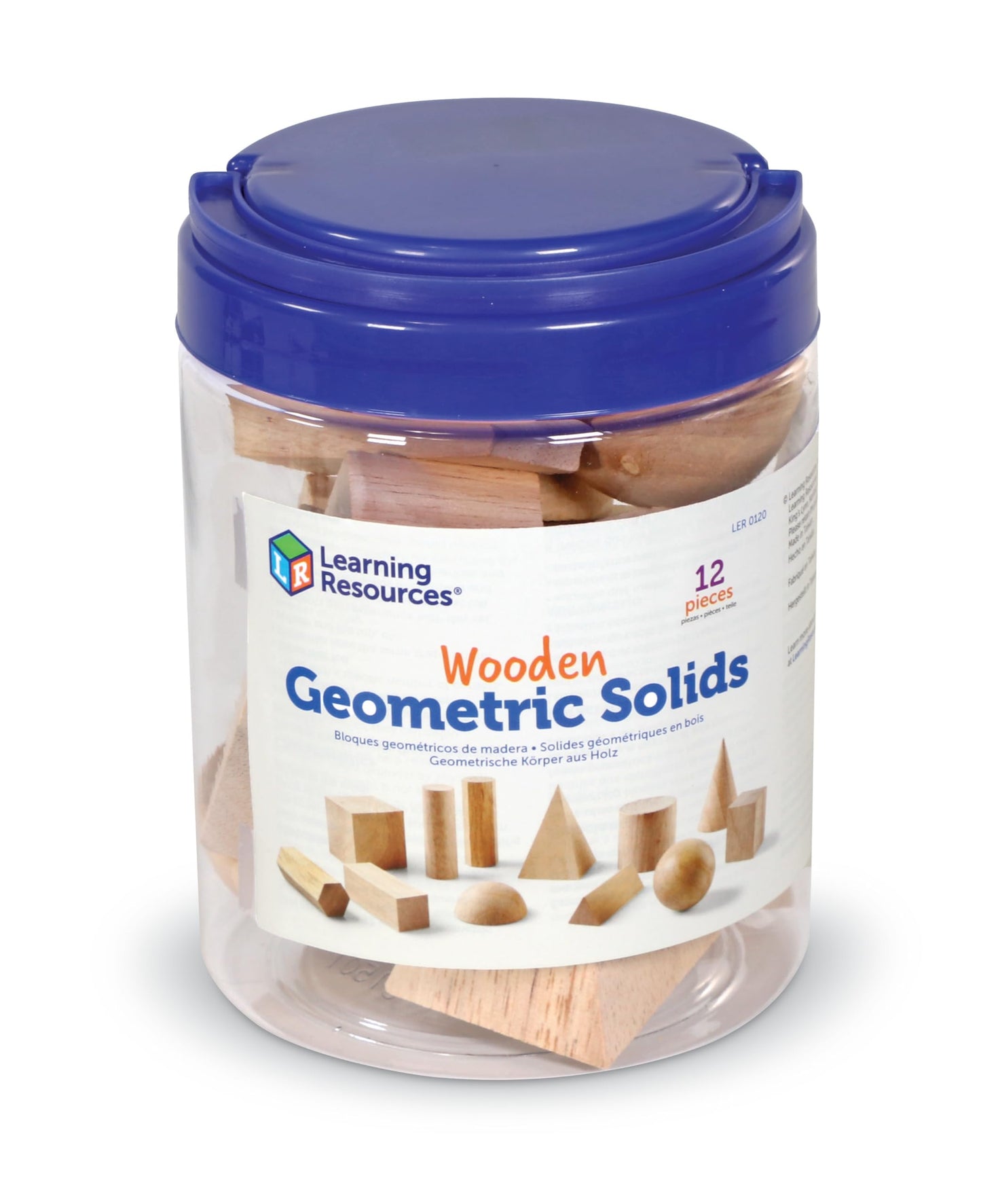 Learning Resources Geometric Solids, Wooden Shapes, Set of 12 Geometric Shapes, Ages 6+