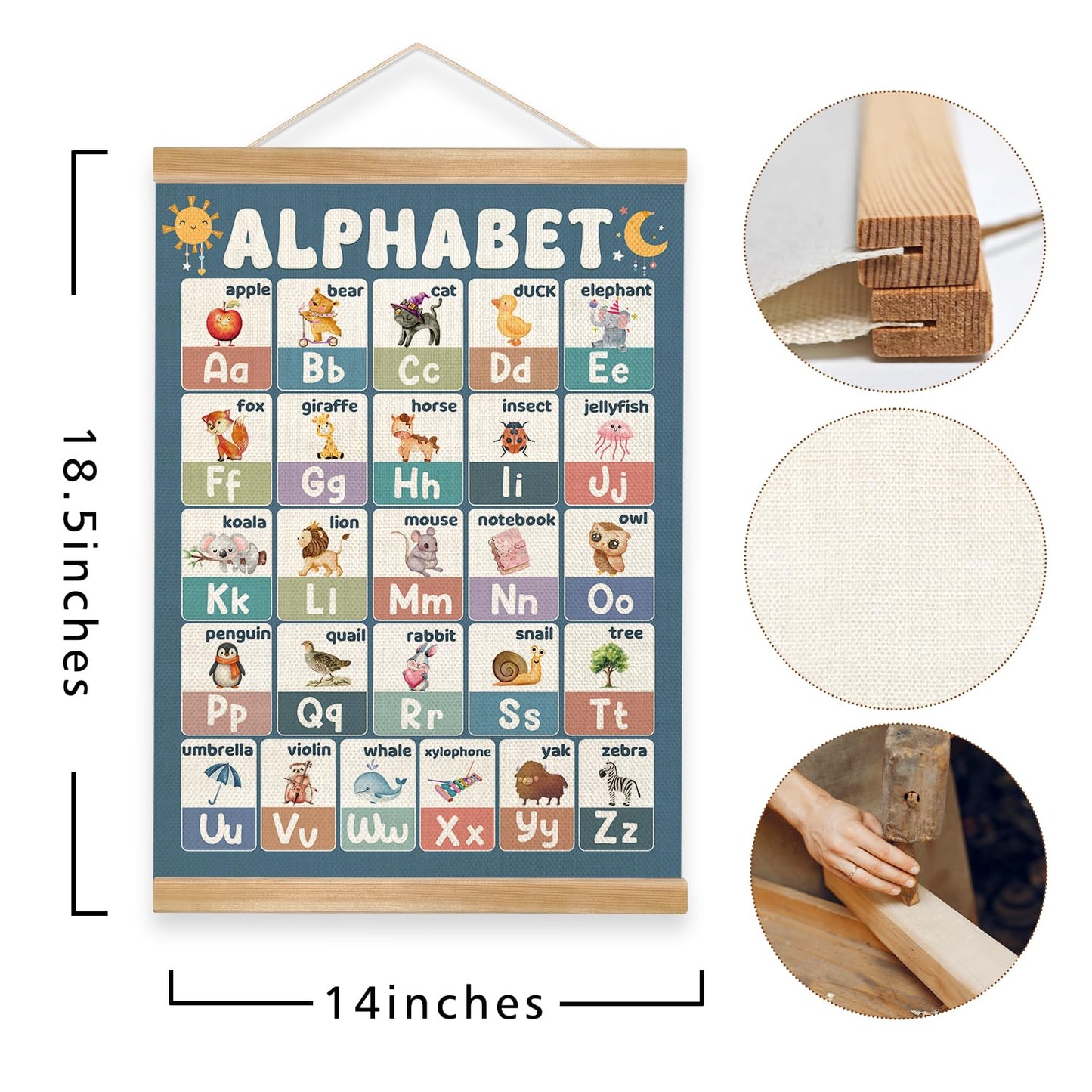 Alphabet Numbers Educational Wall Art Decor for Nursery,ABC and 1-20 Numbers Canvas Print Poster for Preschool, 1-6 Toddler Learning Poster for Classroom Playroom,Kids Room Decor14x18.5inch (2, Sage green)