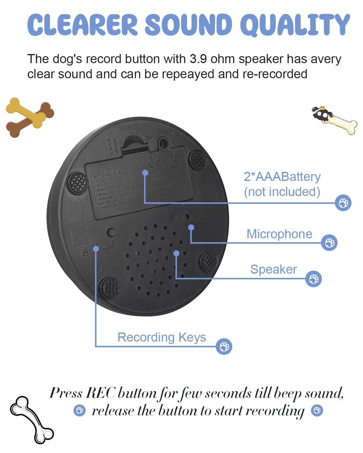 Dog Buttons for Communication, 9 Pcs Dog Talking Button Set, 30s Voice Recording Pet Buzzer Training Buttons, Speaking Button for Dogs with Waterproof Anti-Slip Dog Button Mat and 48 Scene Stickers