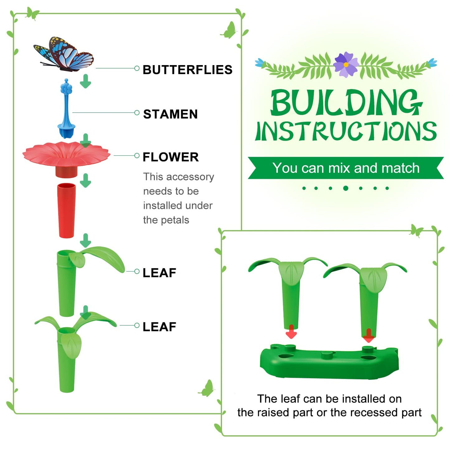 SpringFlower Toys for Girls 3 4 5 6 7 Years Old, Flower Garden Building Kit with Storage case,Educational STEM Toy and Preschool Garden Play Set for Toddlers, for Kids,148pcs
