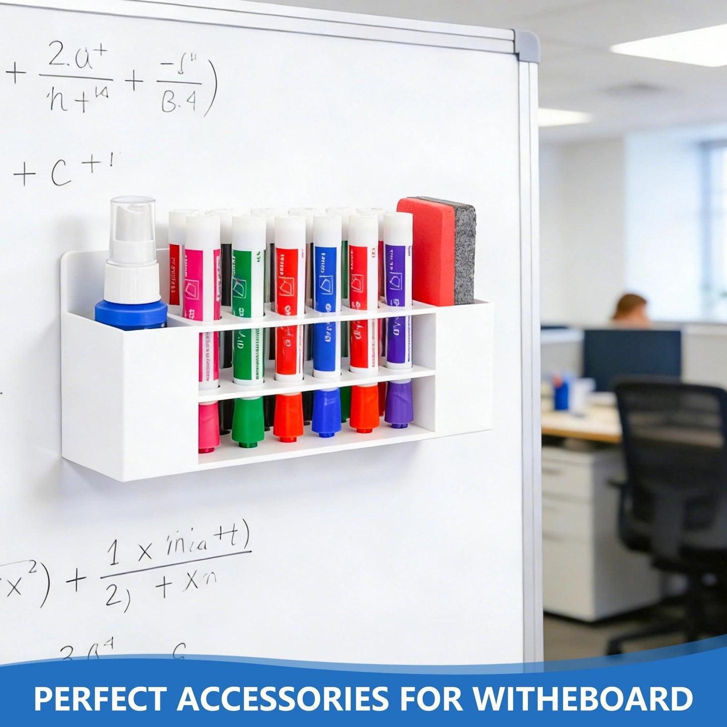 VieFantaisie Acrylic Magnetic Dry Erase Marker Holder, 10 Slots White Magnetic Marker Pen Holder, Magnet Storage for Whiteboard, Desk Locker Organizer Accessories, Office, Classroom, Home