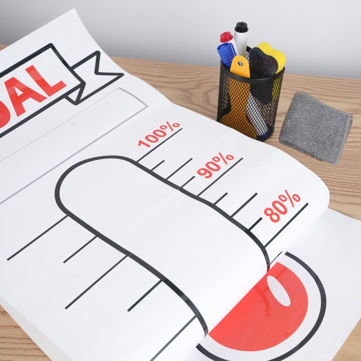 2 Pcs Fundraising Thermometer Goal Chart Poster Sticker, 48" x 12" Dry Erase Self-Adhesive Goal Trackers: Ideal for Fundraising Campaigns, Non-Profit Events, Charity Drives & Community Projects