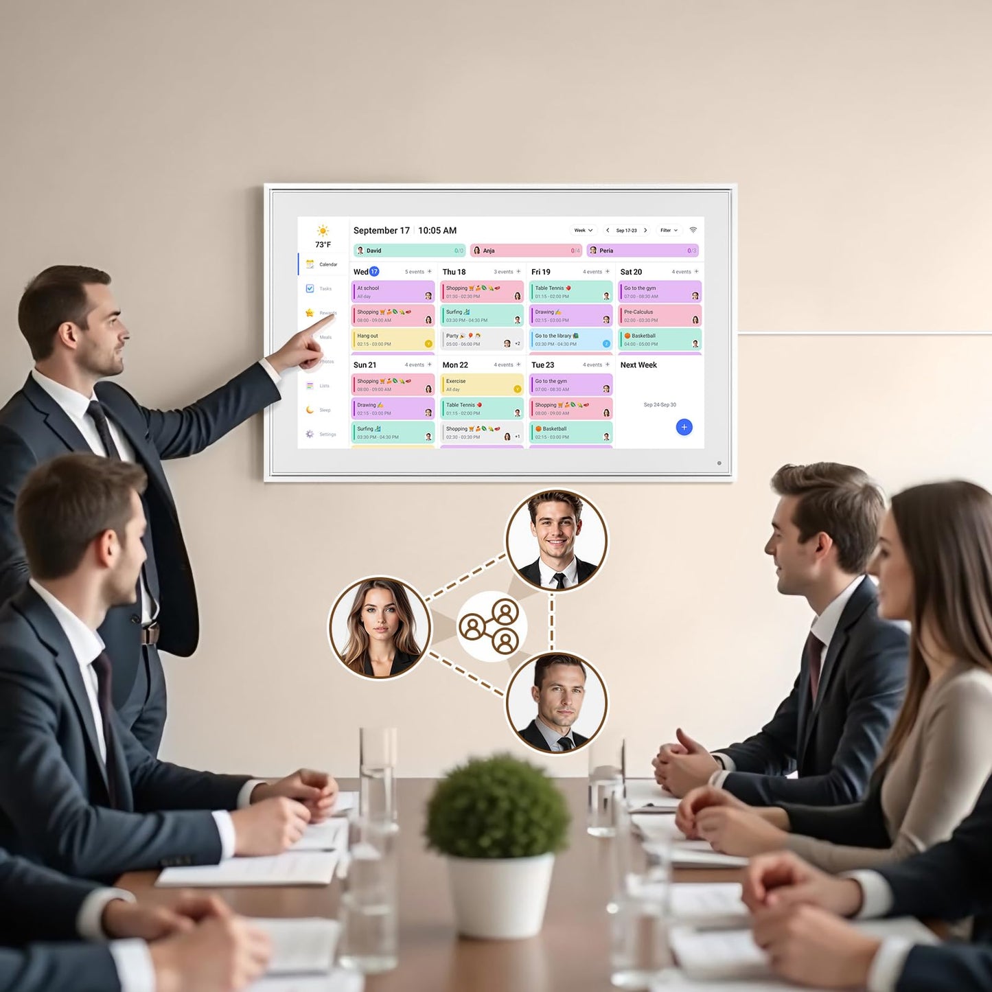 Smart Digital Calendar: 21.5-Inch Electronic Wall Calendars & Chore Chart, Full HD Interactive Touchscreen Display for Family Schedules Planner,Seamless Scheduling/Organizing-Wall/Desk Mountable