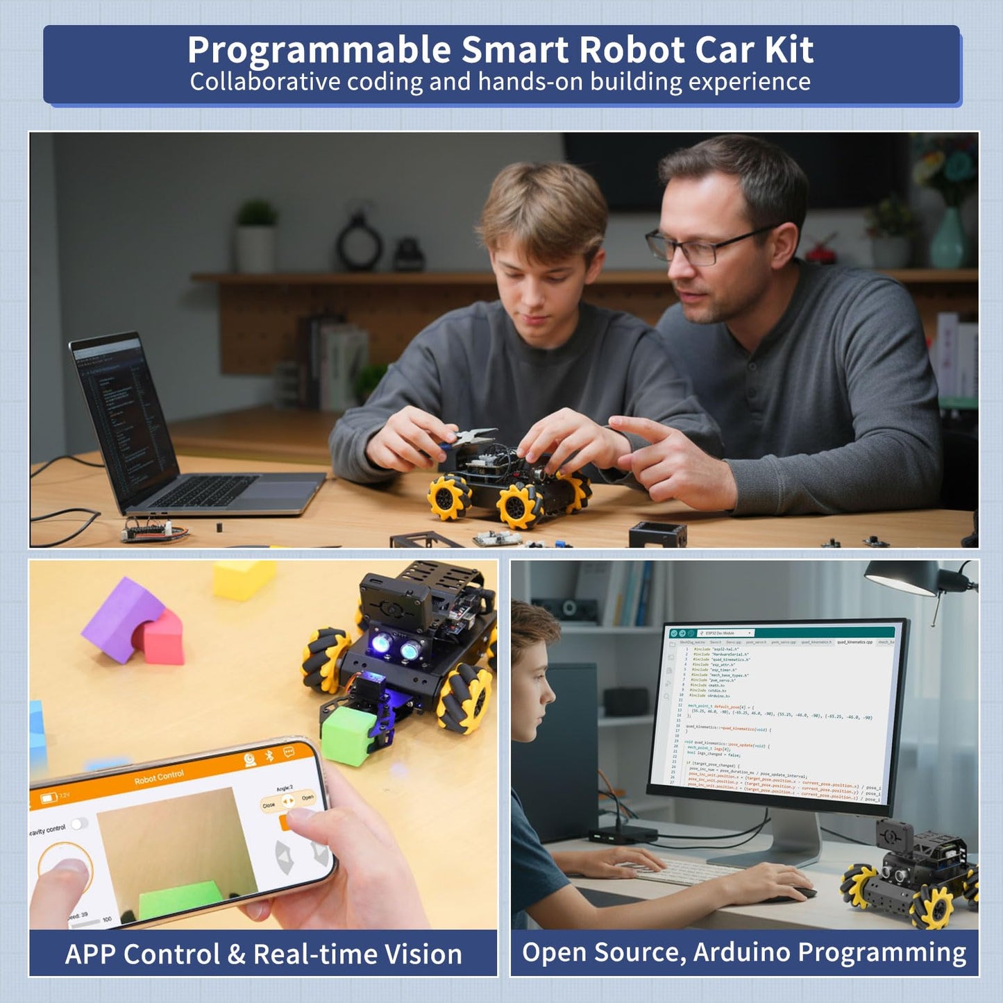 LewanSoul Robotic Kit for Arduino Robot Car AI Camera Vision Recognition Target Tracking Obstacle Avoidance, Programmable STEM Robot Gift for Ages 12 14 16+, Camera Robot Kit, miniAuto Standard Kit