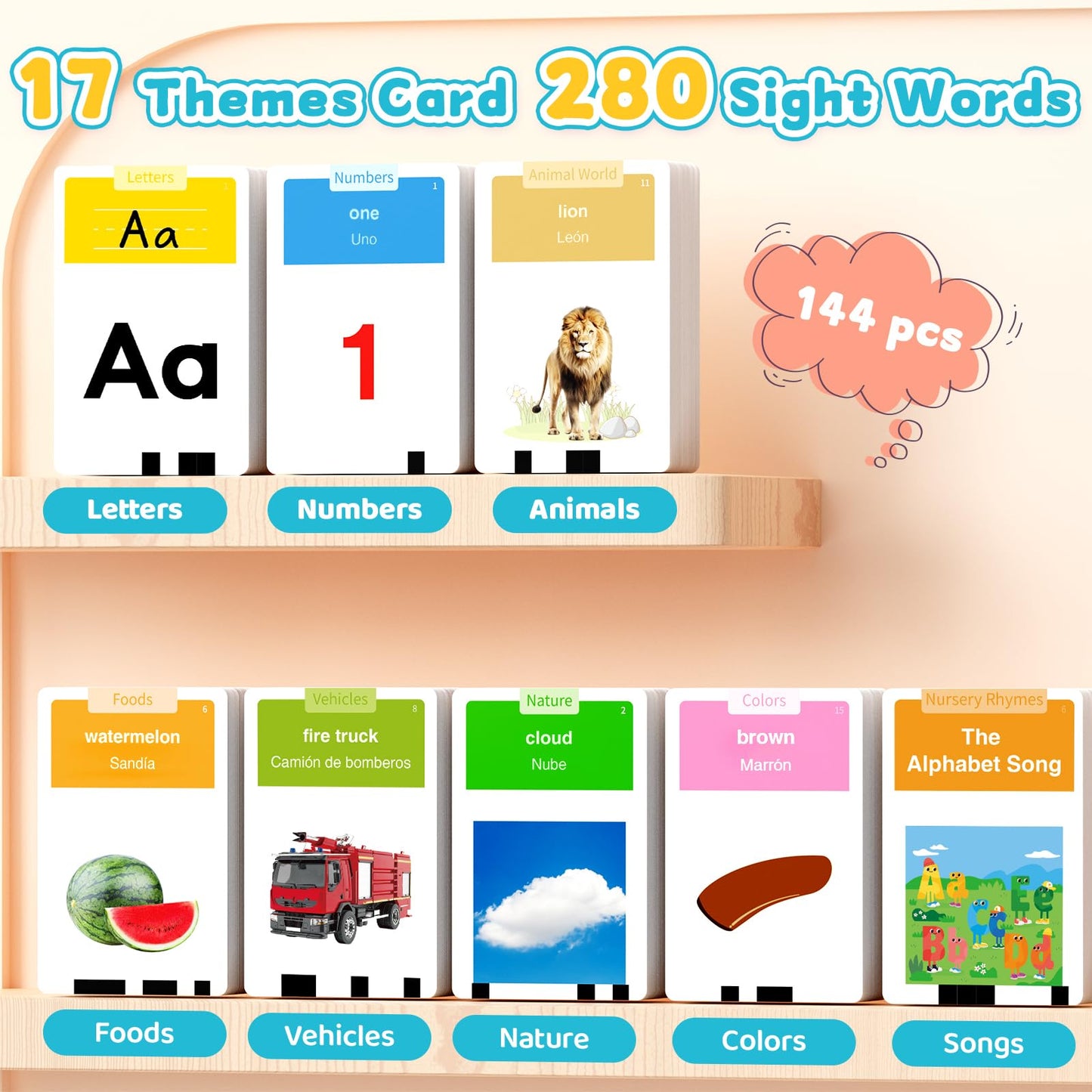HOMESTEC Toddlers Bilingual Spanish & English Talking Flash Cards with 288 Sight Words, Speech Therapy Toys for 3 4 5 6 Years Old Boys and Girls, Learning Educational Kids Gifts (Blue)